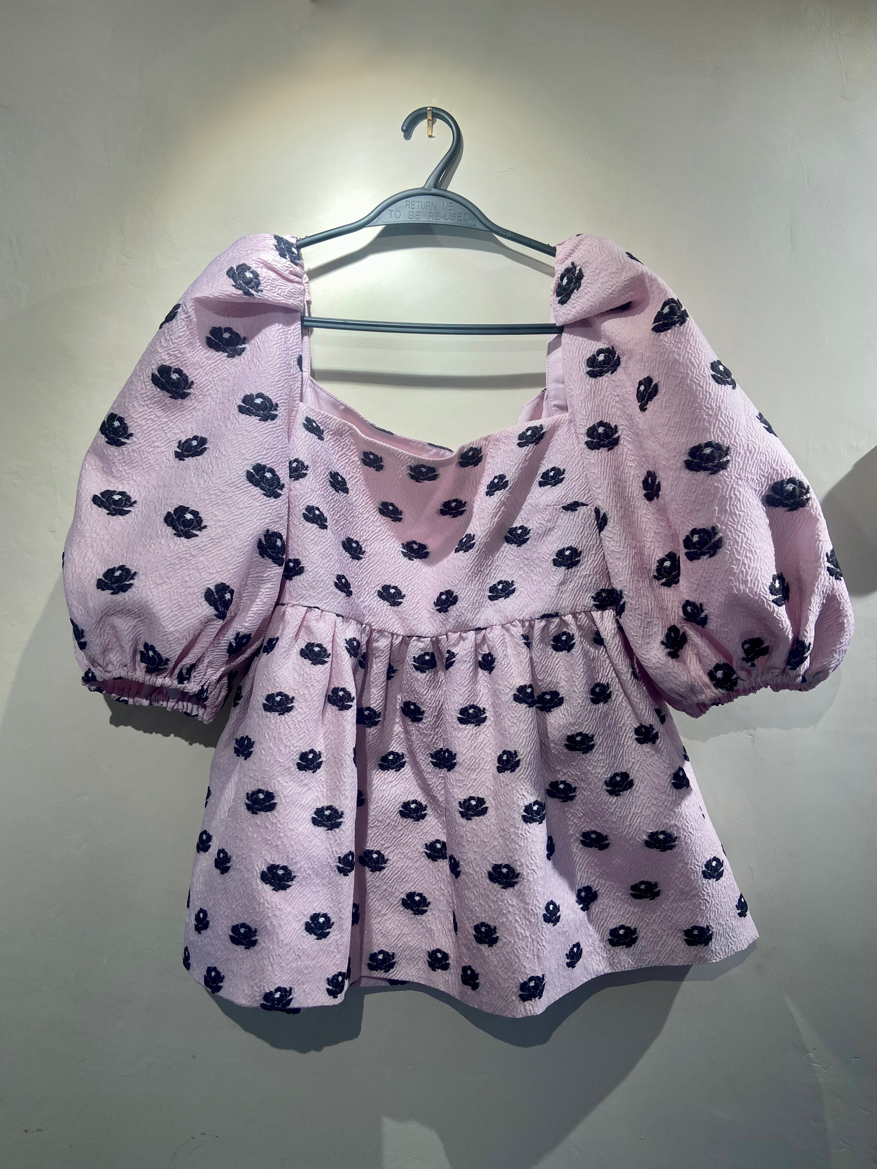 Stine Goya Pink Jacquard Peplum Top, Size M (10-12)