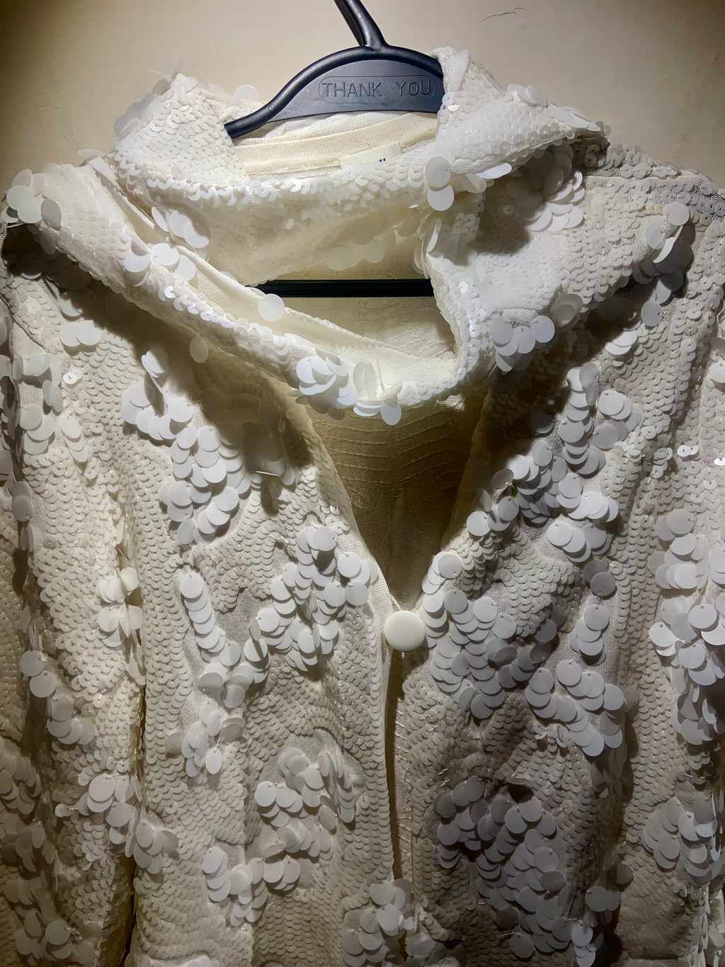 Viyella White embroidered and beaded evening jacket with scarf (10-12)