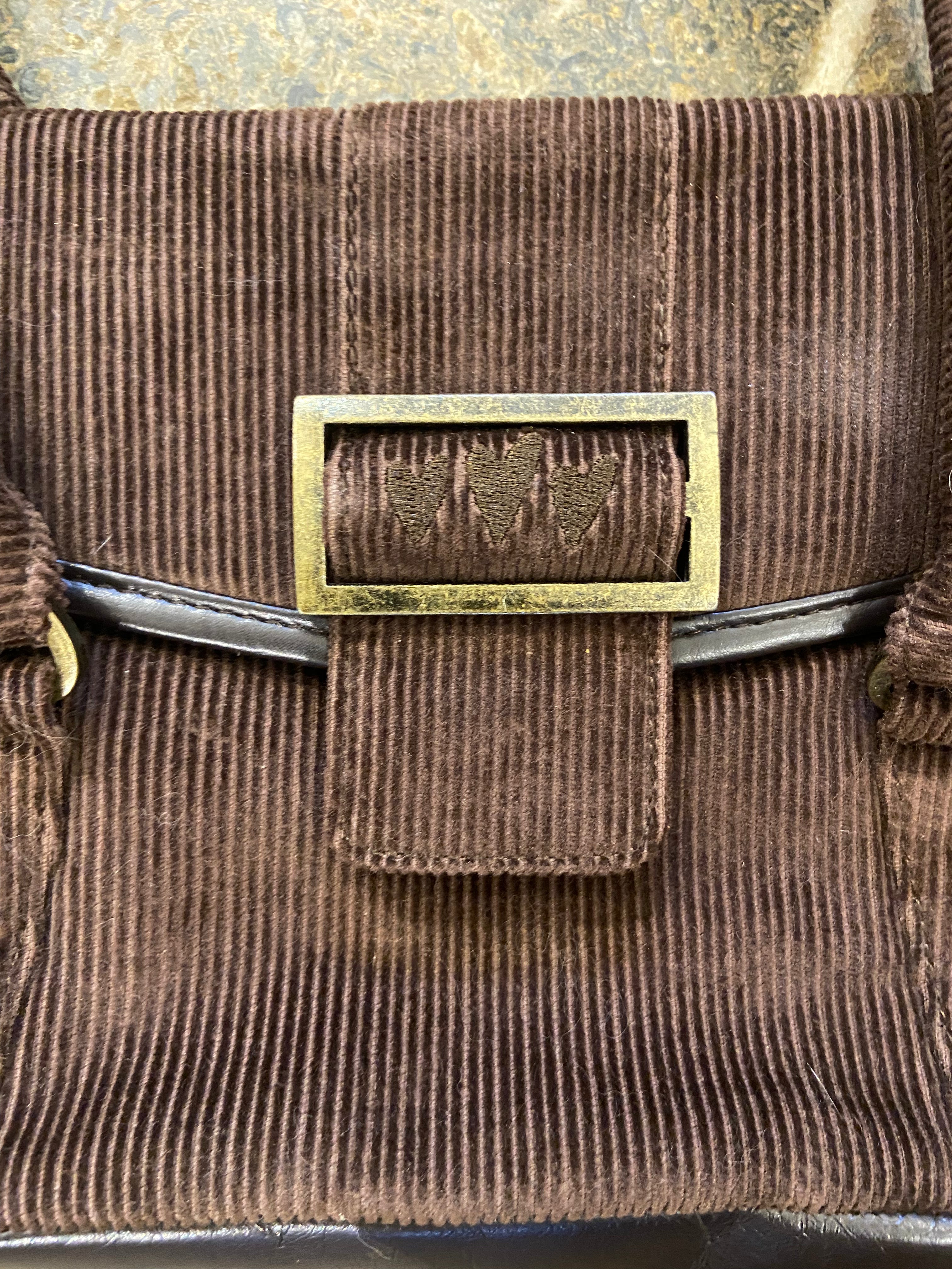 2000's Brown Corduroy Shoulder Bag