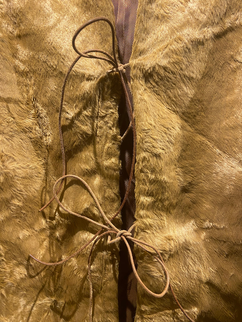 Hennes faux fur camel jacket with tie front (10-12)