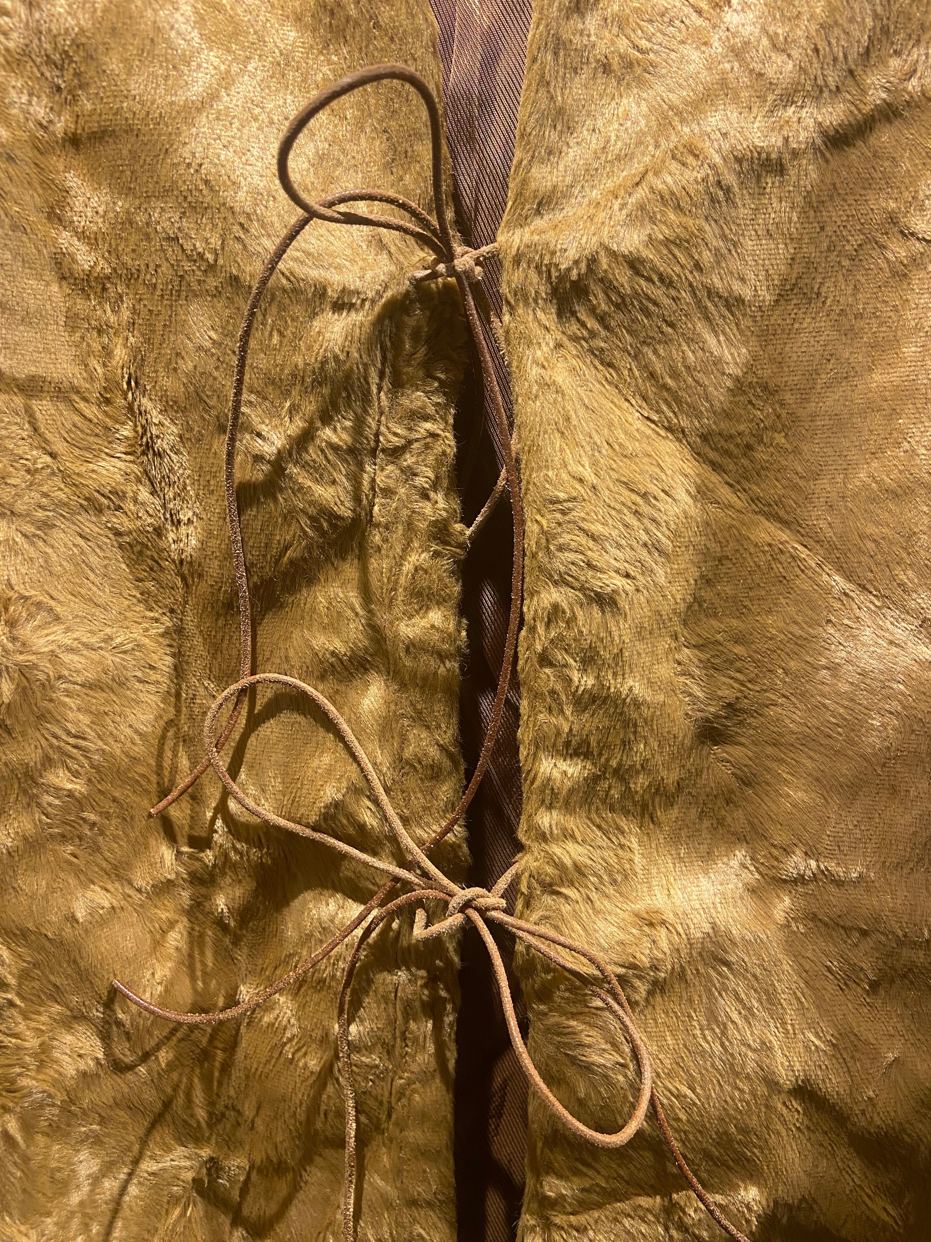 Hennes faux fur camel jacket with tie front (10-12)