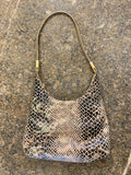 Faux Snakeskin Beige and Black Mini Shoulder Bag