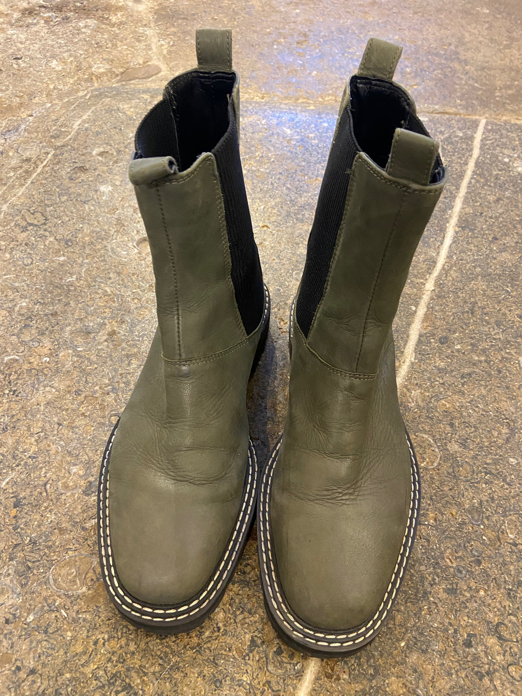 Warehouse Khaki Green Ankle Boots (6.5/39.5)