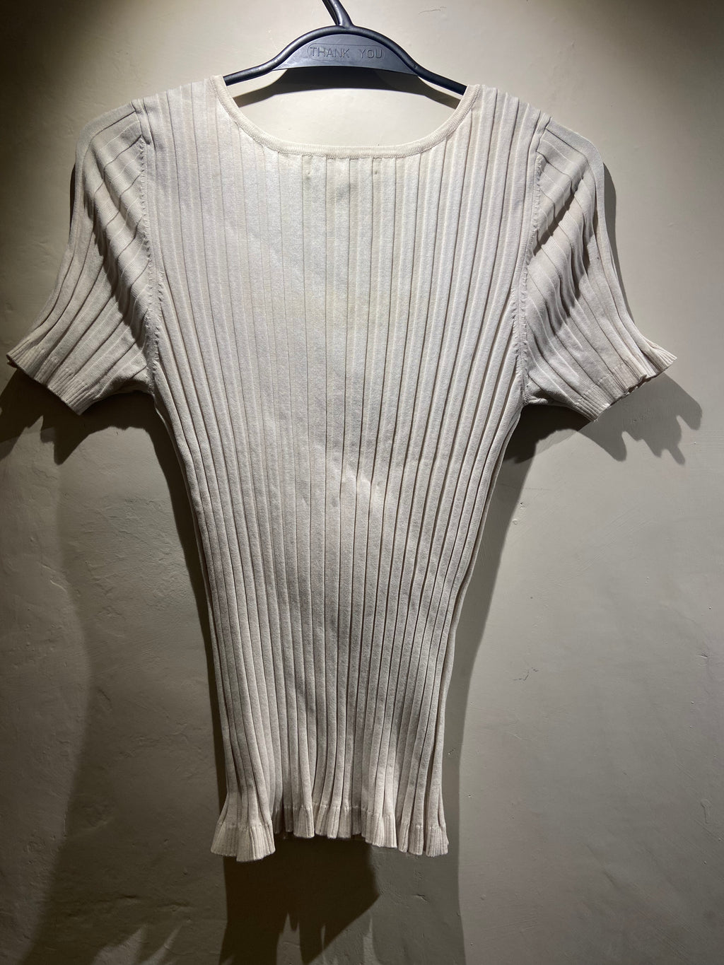 2000's Rose Nacre cream silk cotton mix knit top with eyelets (XL)