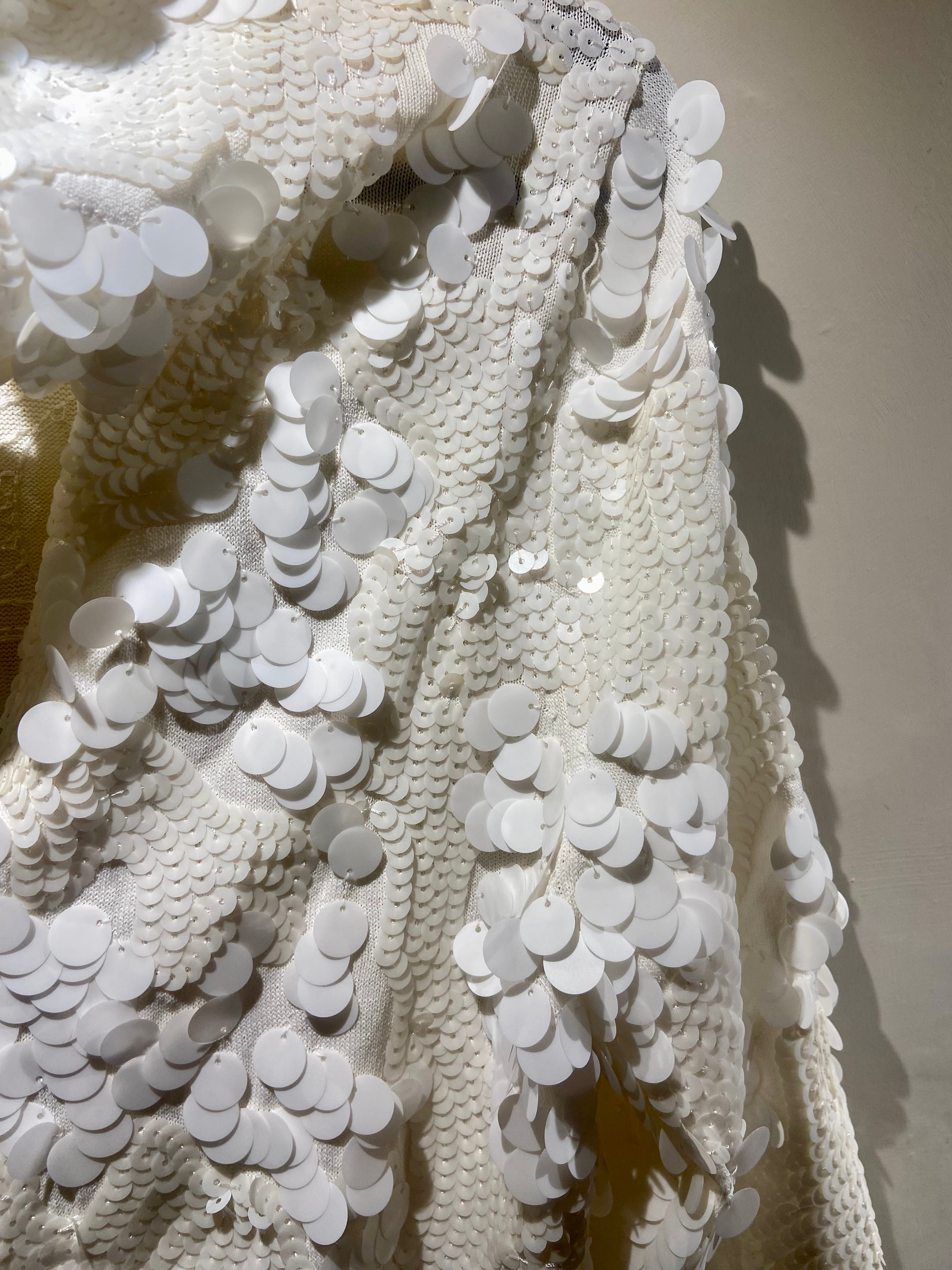 Viyella White embroidered and beaded evening jacket with scarf (10-12)