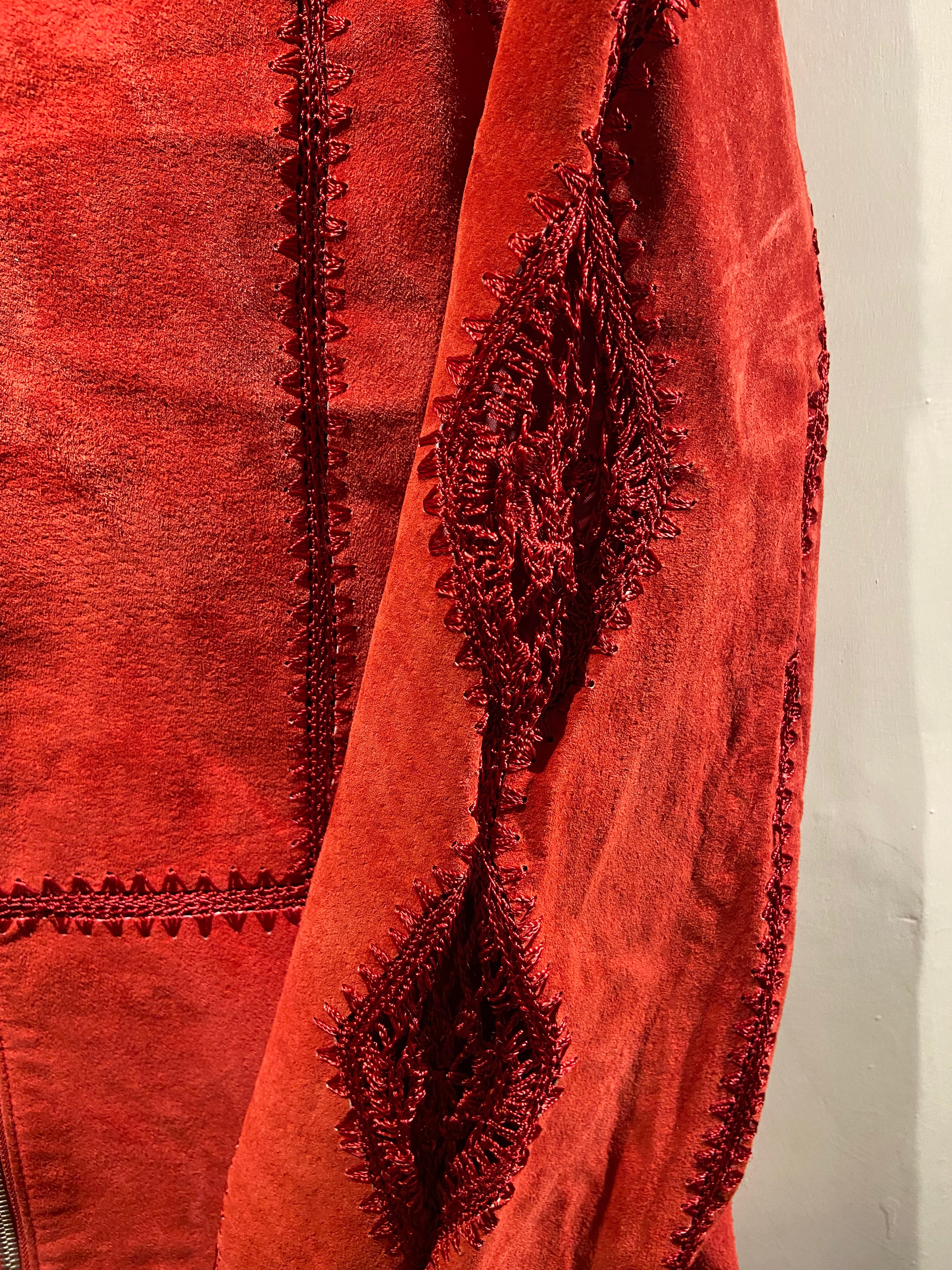 Together red suede and crochet detail jacket (8-12)