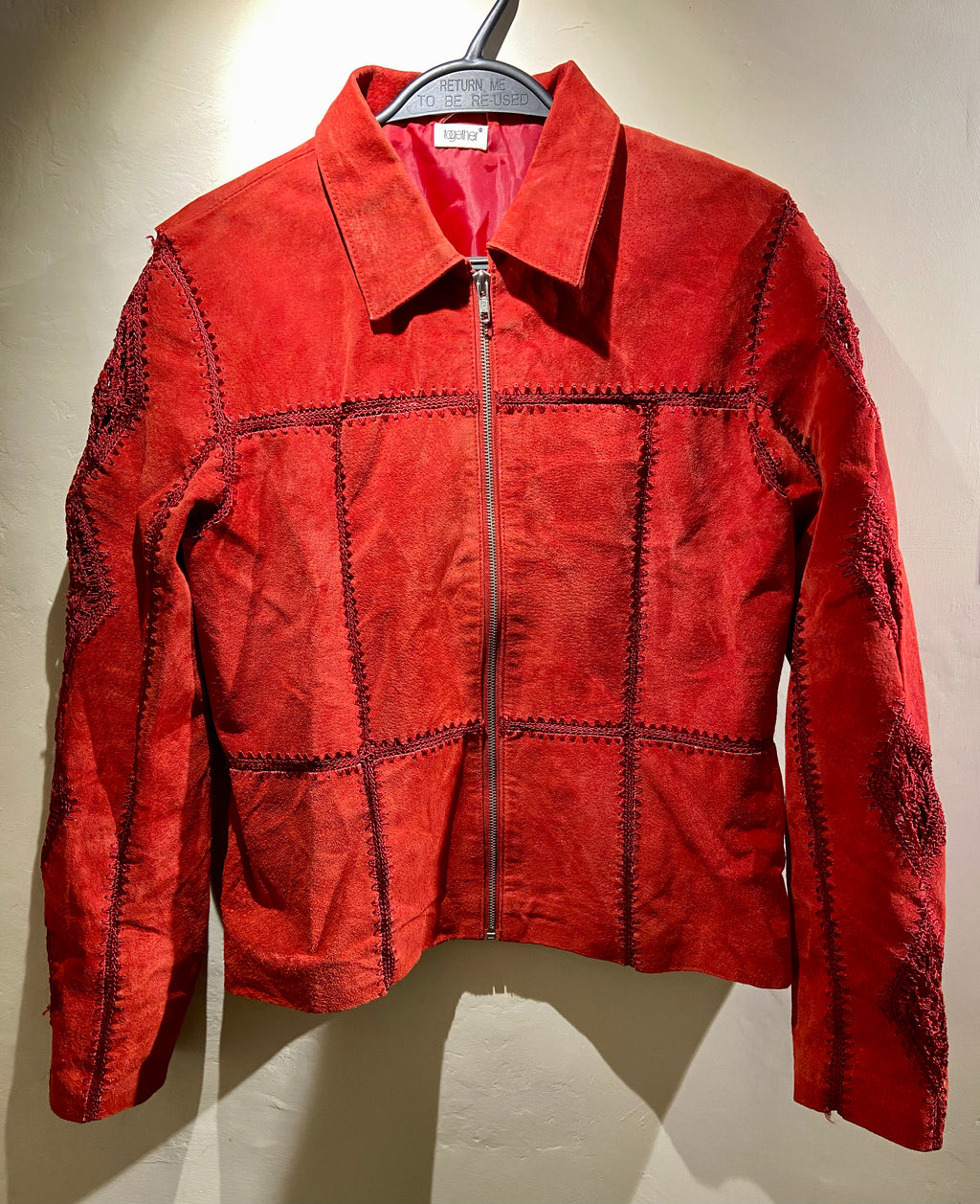 Together red suede and crochet detail jacket (8-12)