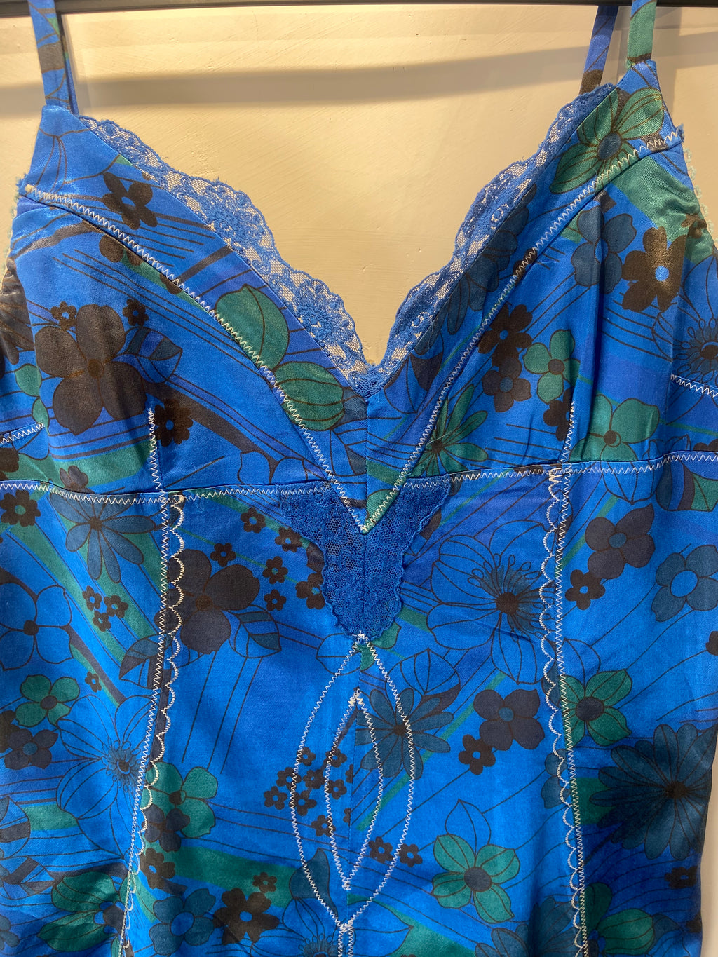 Limited Edition Dolce & Gabanna blue and brown floral wiggle dress (12-14)