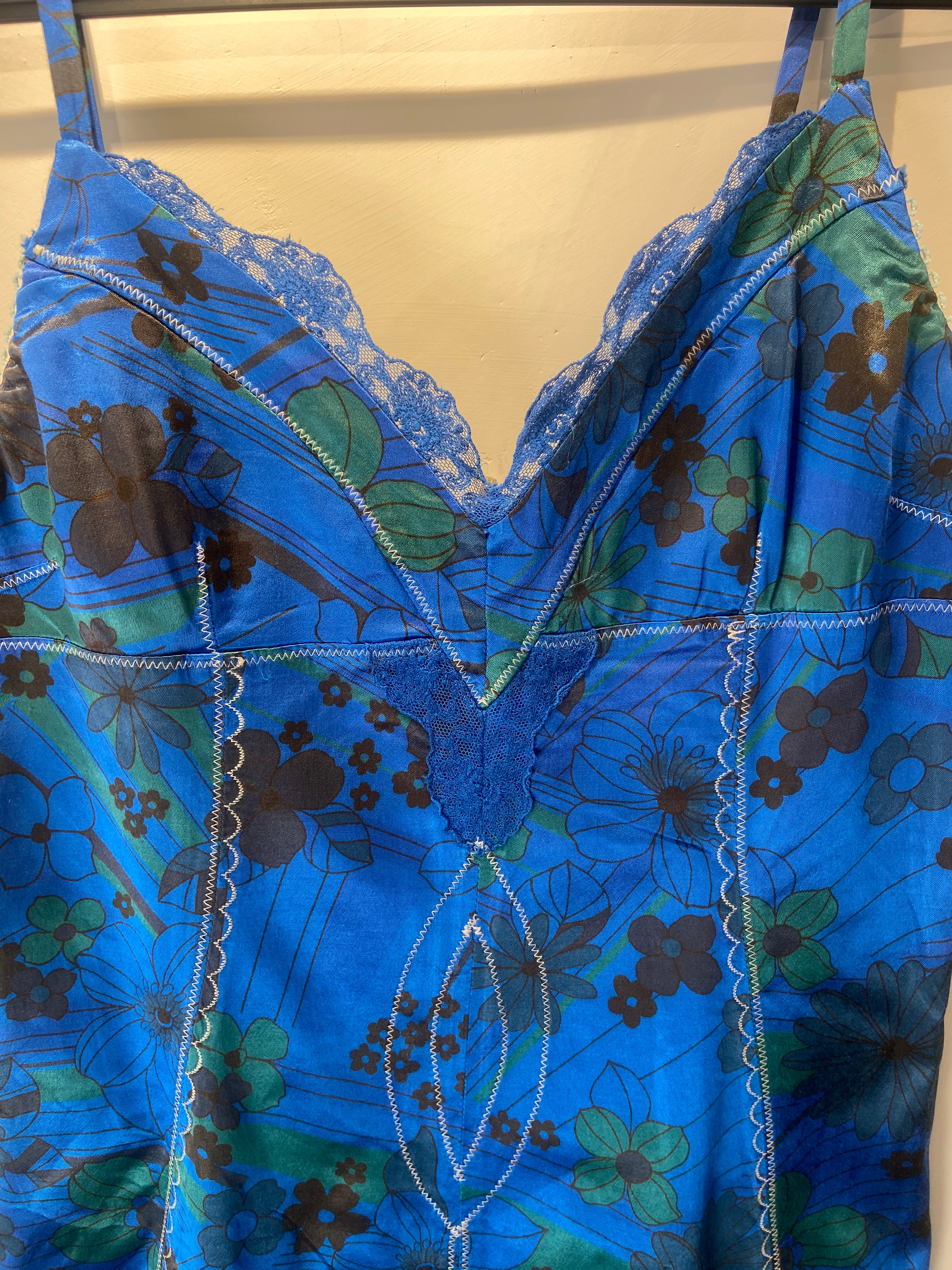 Limited Edition Dolce & Gabanna blue and brown floral wiggle dress (12-14)