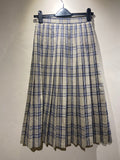Beige, blue and black checked pleated midi skirt (6-8)