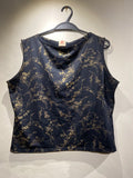 90's Black and gold floral print tank top (18-20)