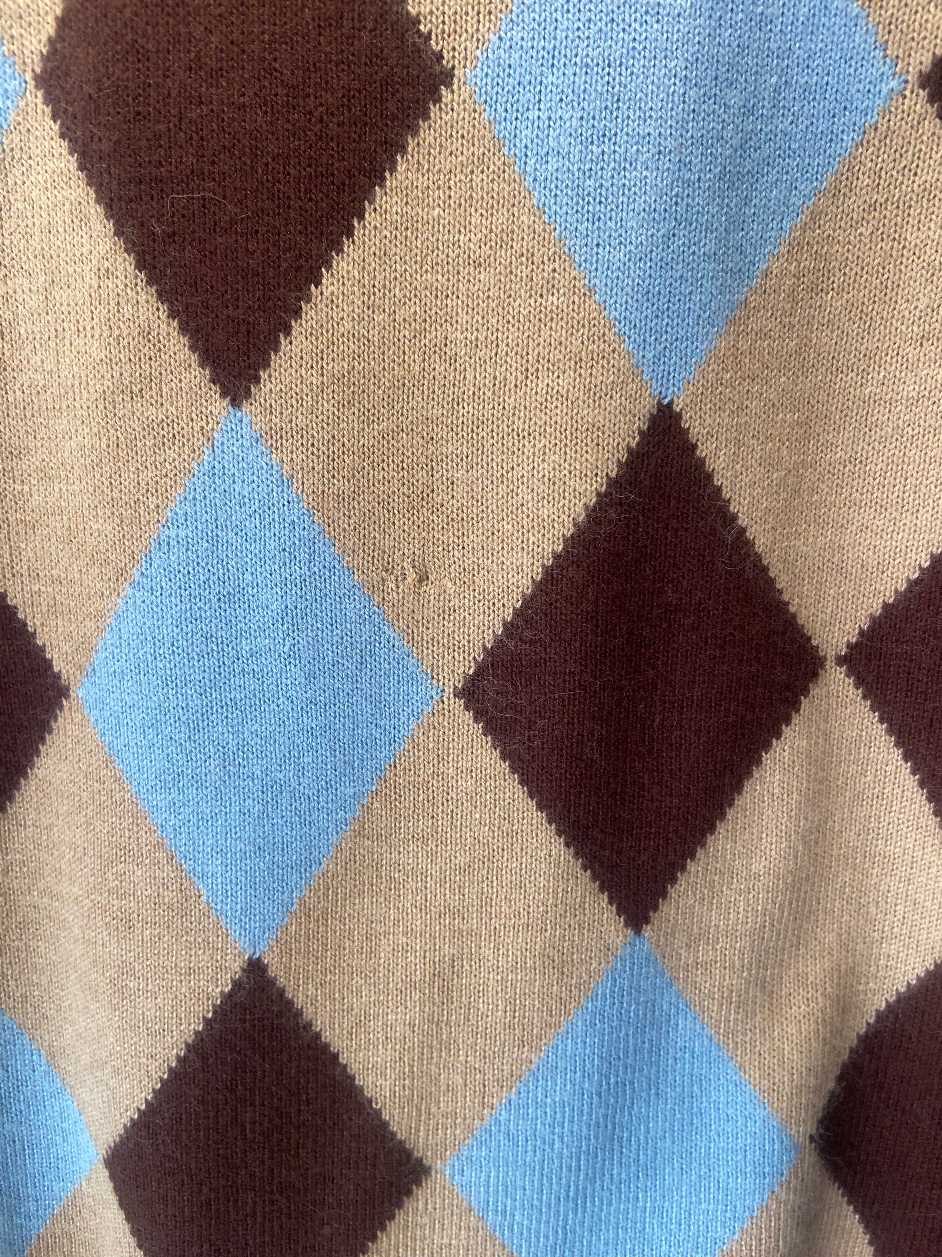 Brown, Blue and Beige Argyle Print jumper (8-10)