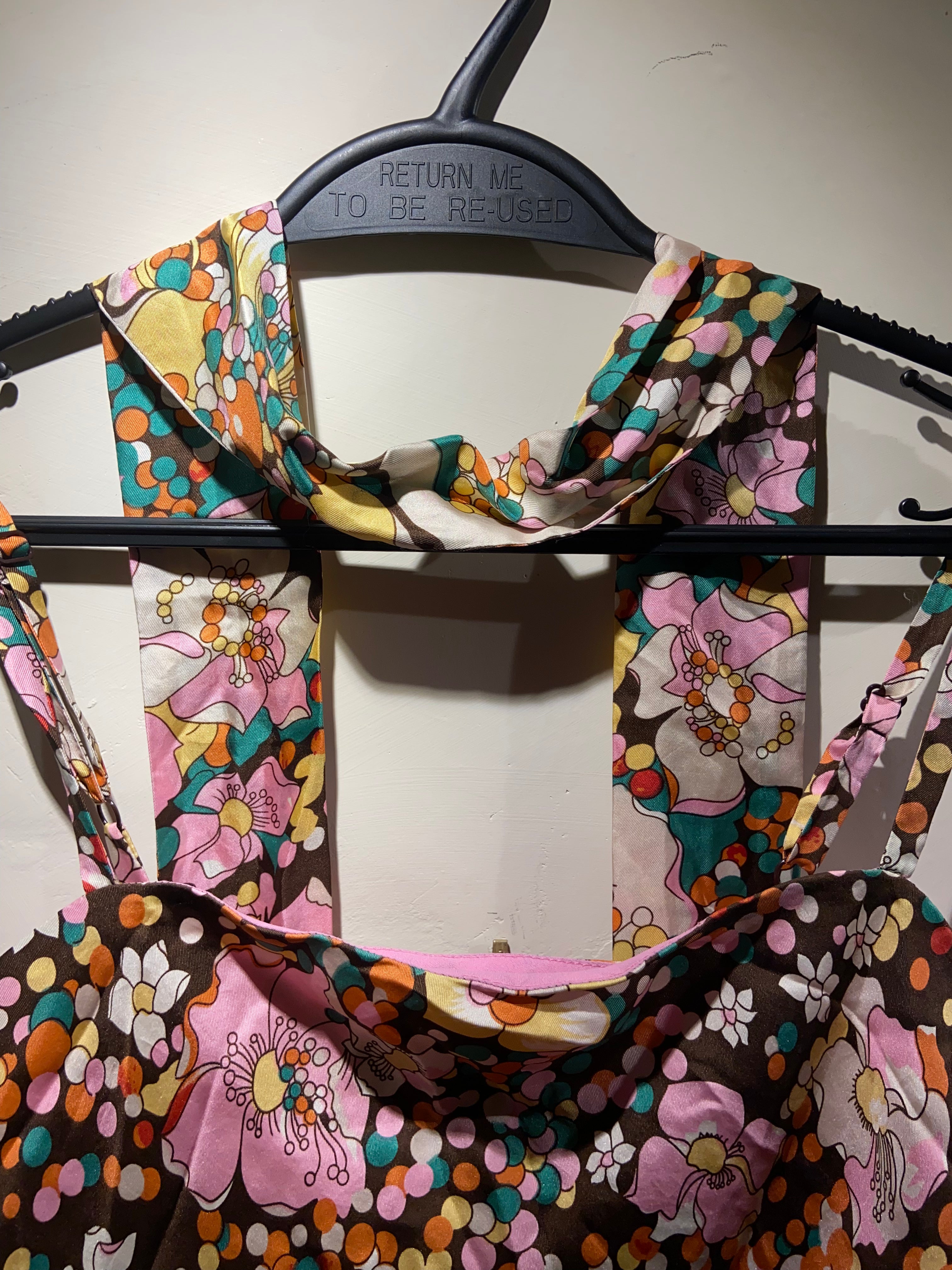 Coast Silk Pink and Brown multi colour ruffle camisole top (12-14)