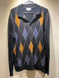 Next Argyle Blue, Orange and Grey Rugby Cotton Jumper (XL)