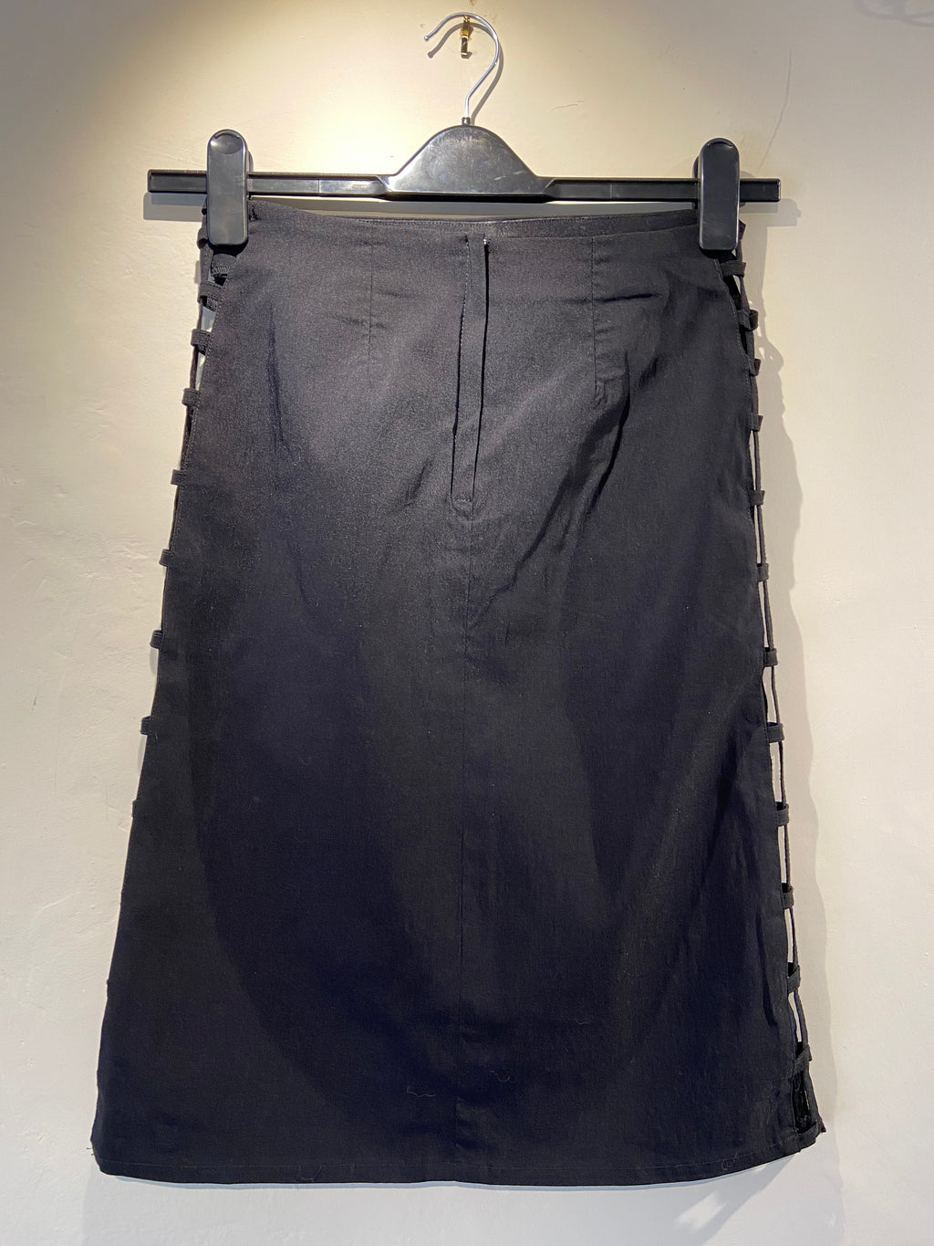 Pilot black midi skirt with cut out detail, size