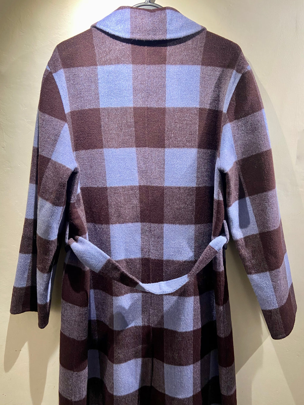Maison Cinquent Purple Check Wool Coat (L)