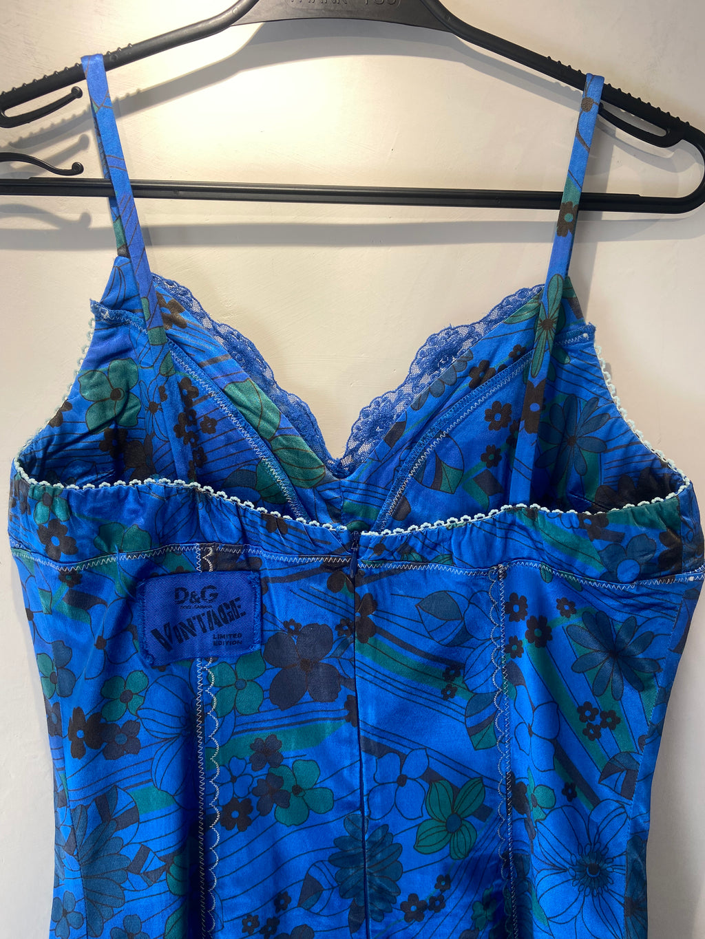 Limited Edition Dolce & Gabanna blue and brown floral wiggle dress (12-14)