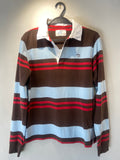 Blue, red and Brown Striped Rugby Shirt Top, Size 8-10