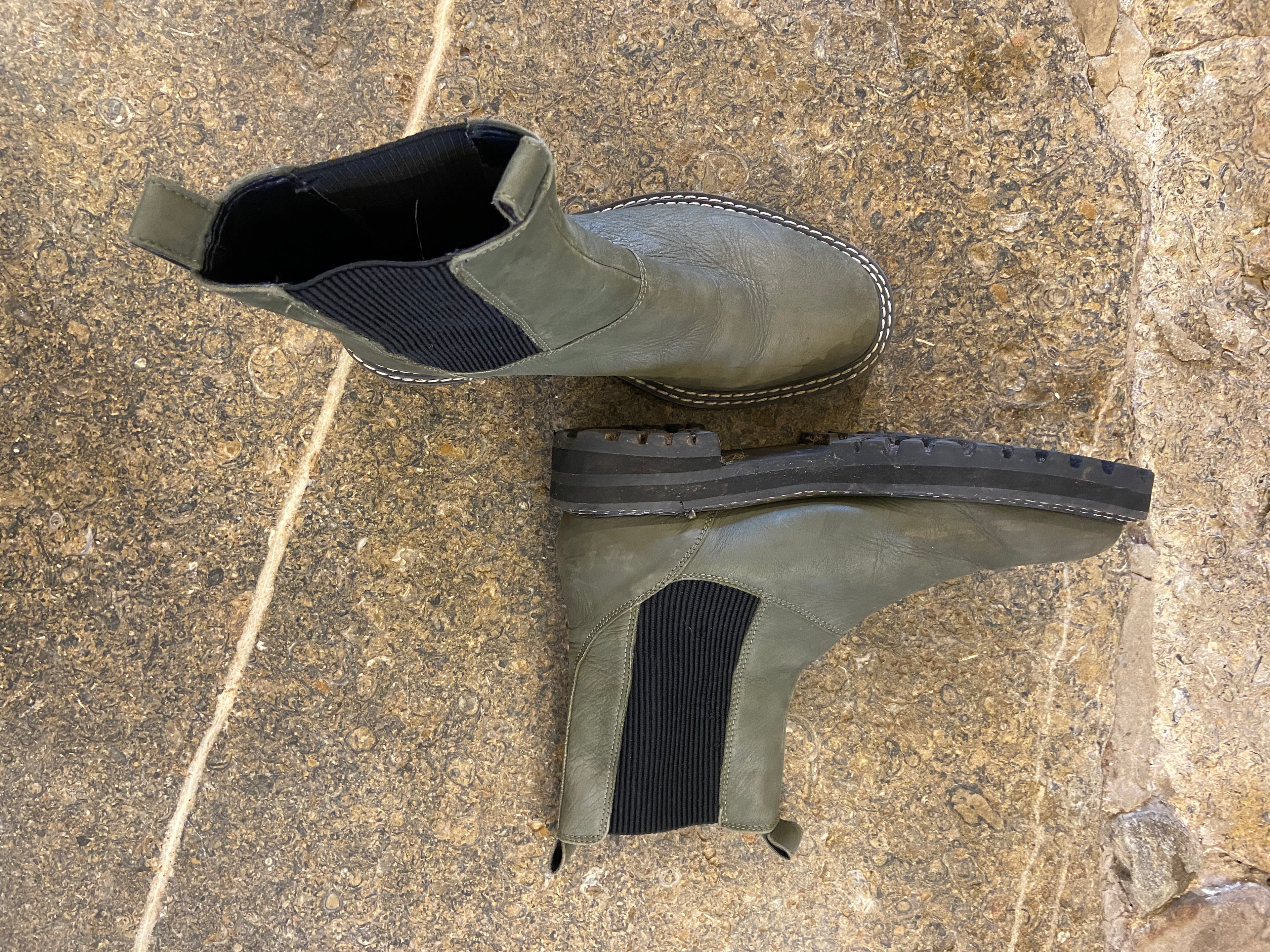 Warehouse Khaki Green Ankle Boots (6.5/39.5)