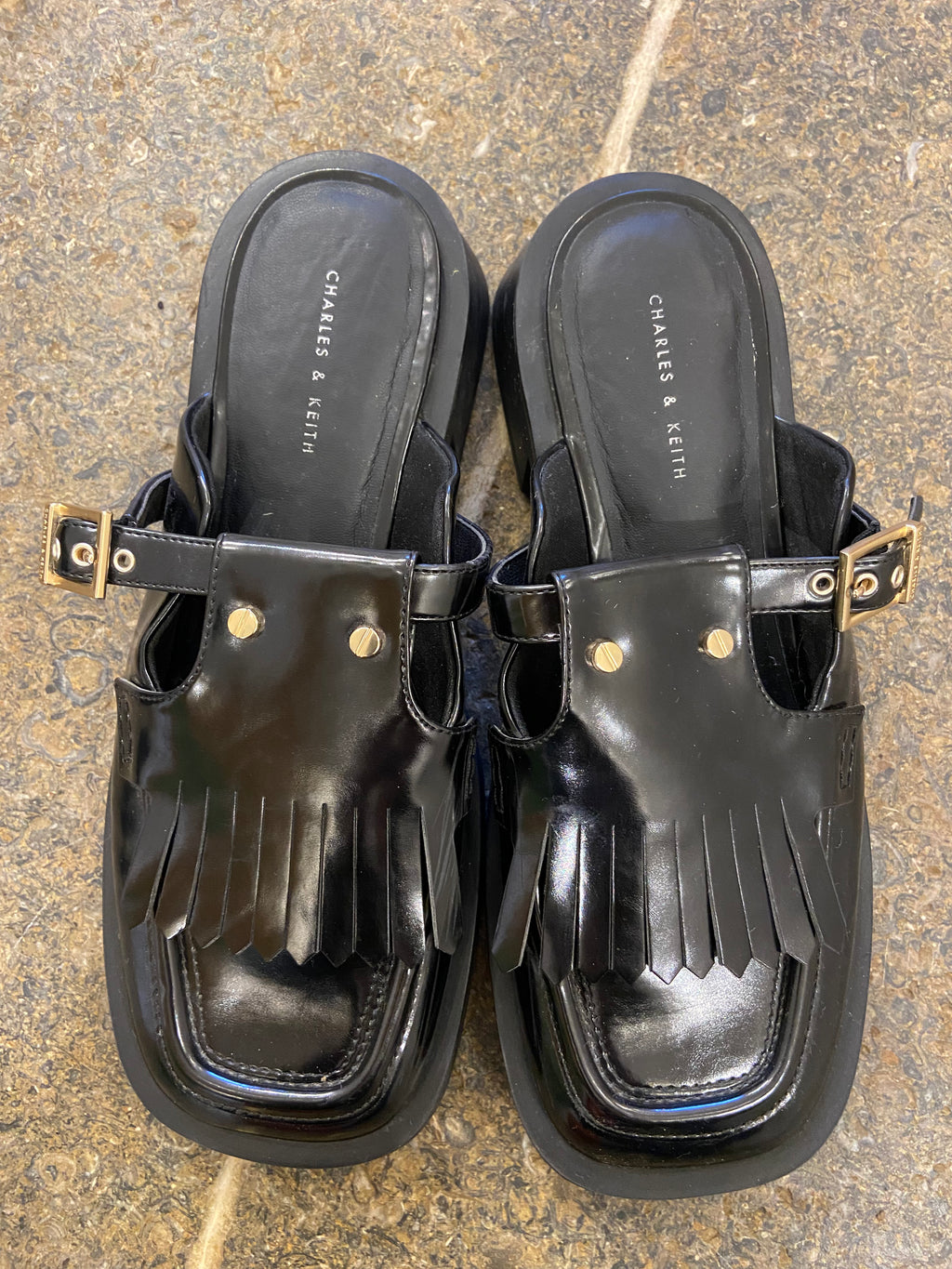Charles and Keith Black Fringed Loafer Mules (6/39)