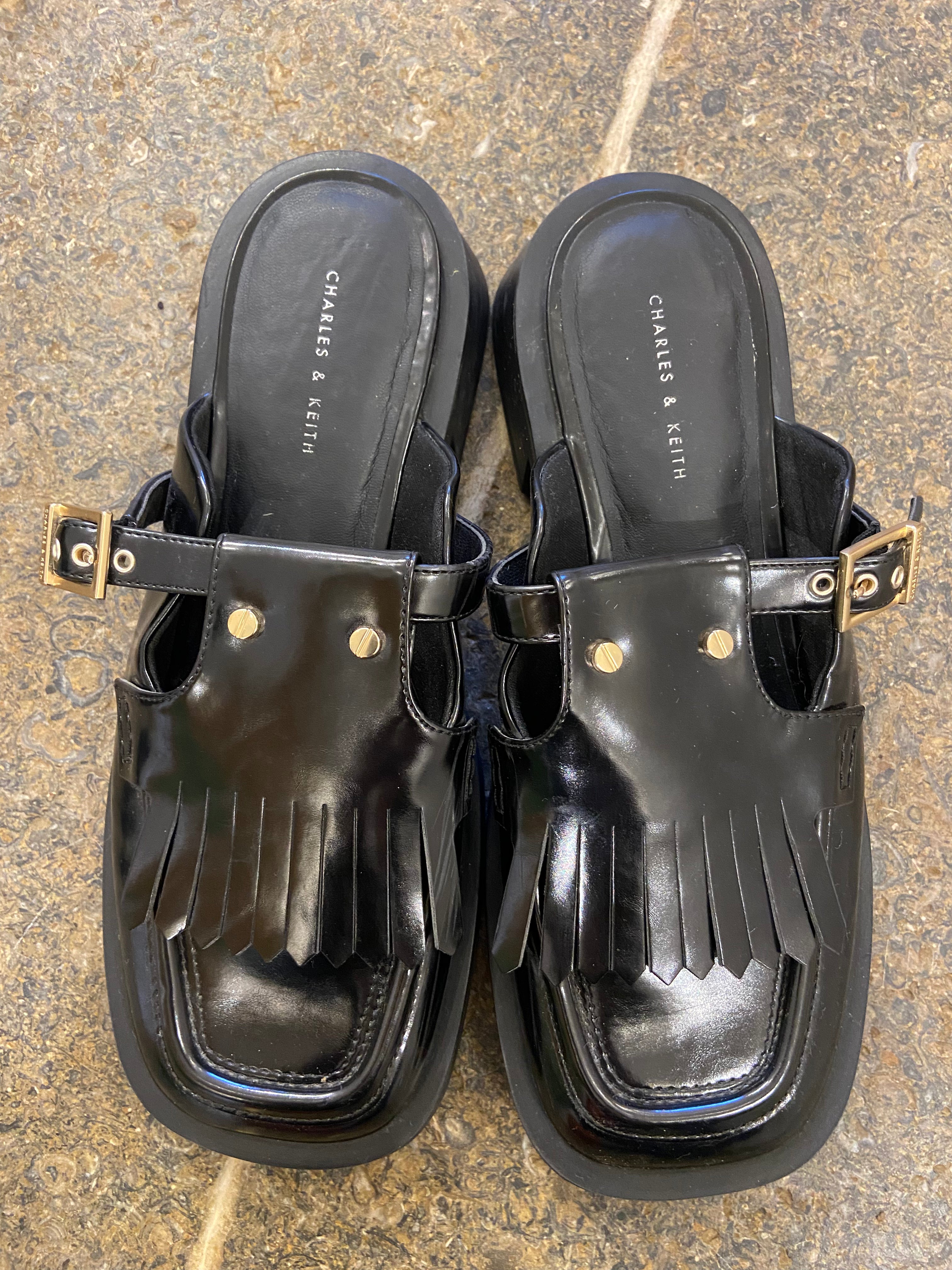 Charles and Keith Black Fringed Loafer Mules (6/39)