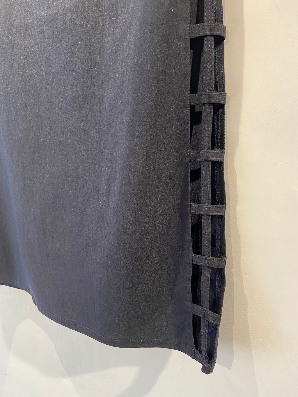 Pilot black midi skirt with cut out detail, size