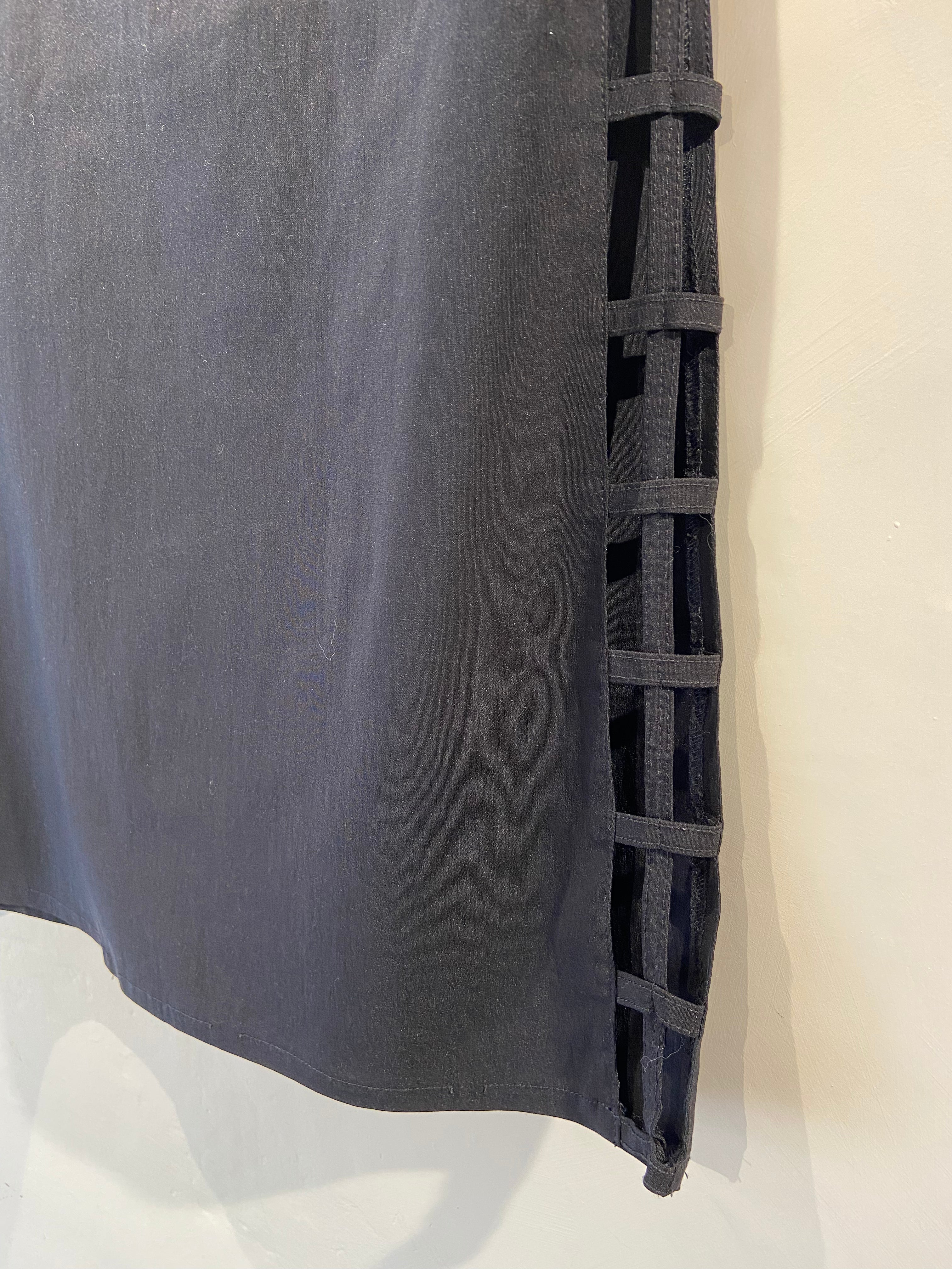 Pilot black midi skirt with cut out detail, size