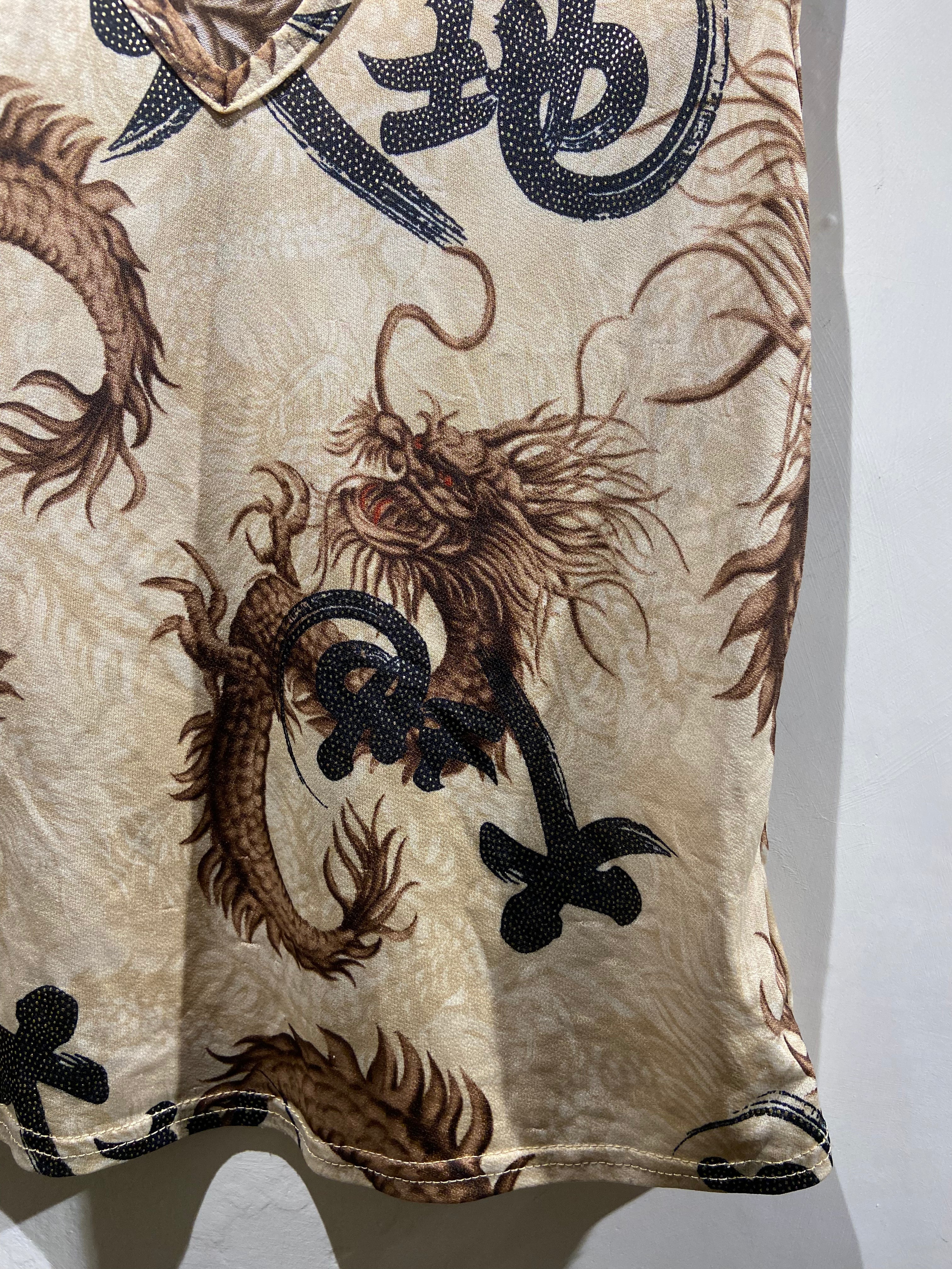Jeffrey Rogers 90's Brown, Black and Metallic Dragon print tank top (10-12)
