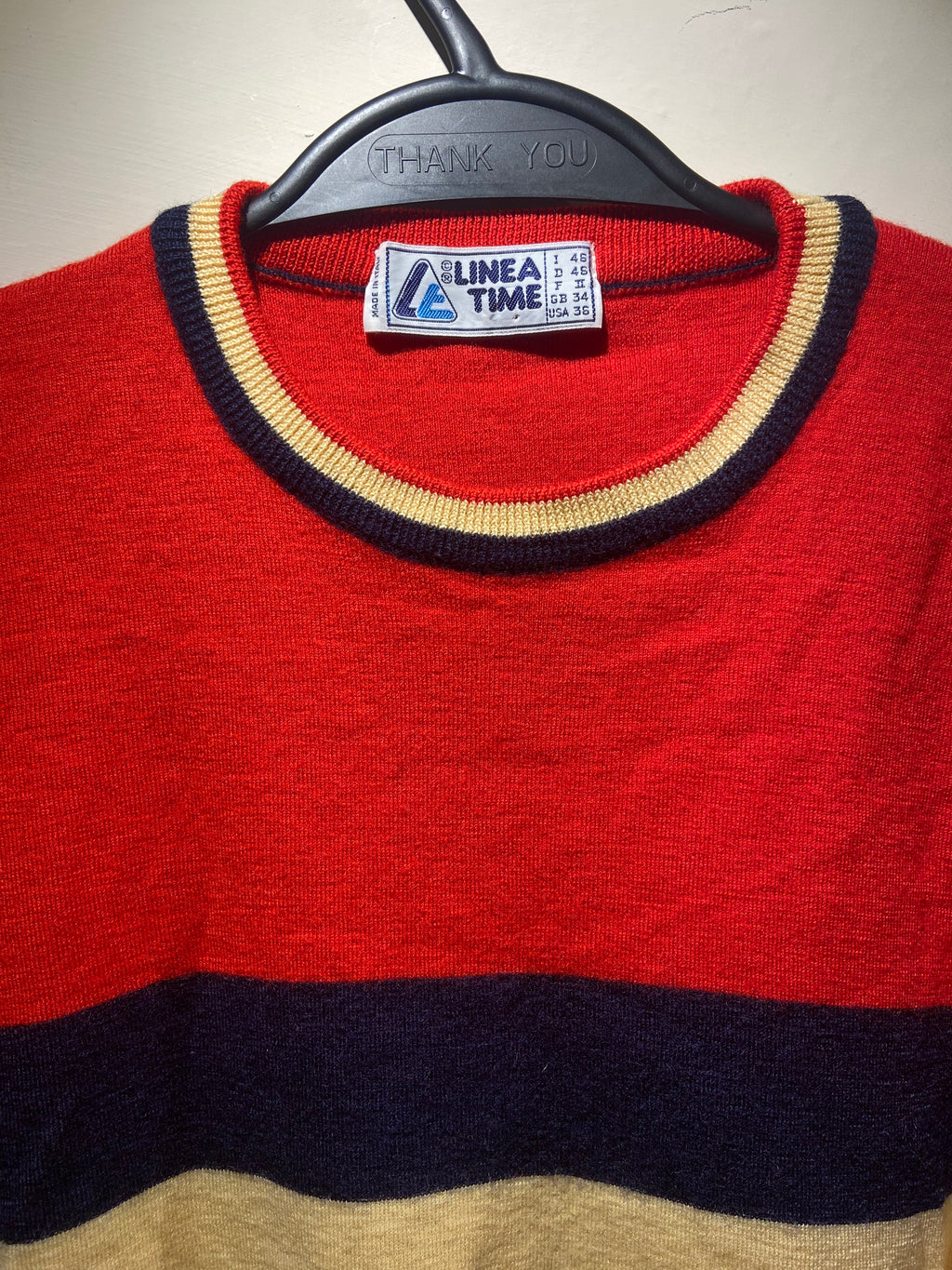 Linea Time Red, Yellow and Blue stripe wool mix jumper (10)