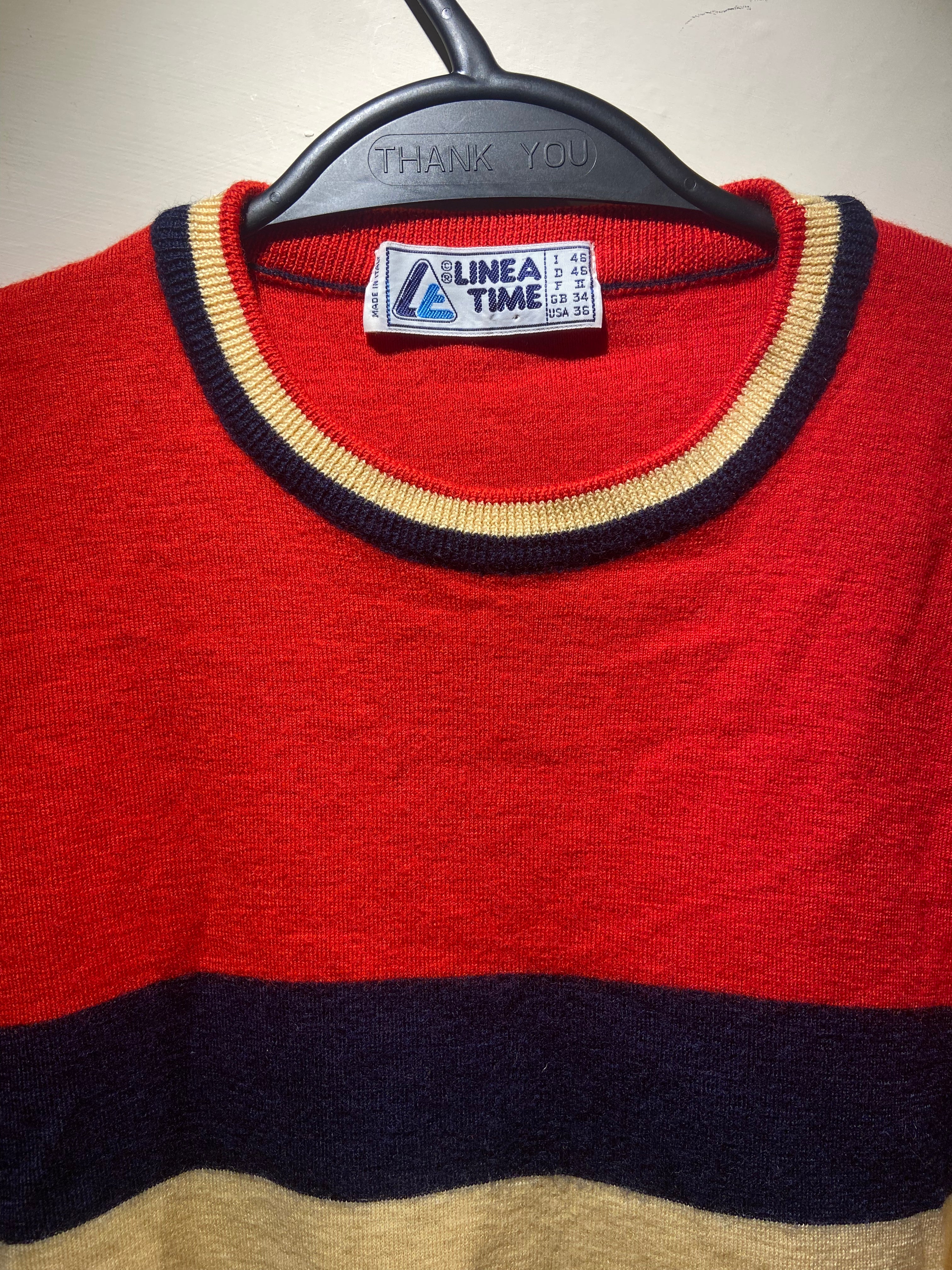 Linea Time Red, Yellow and Blue stripe wool mix jumper (10)