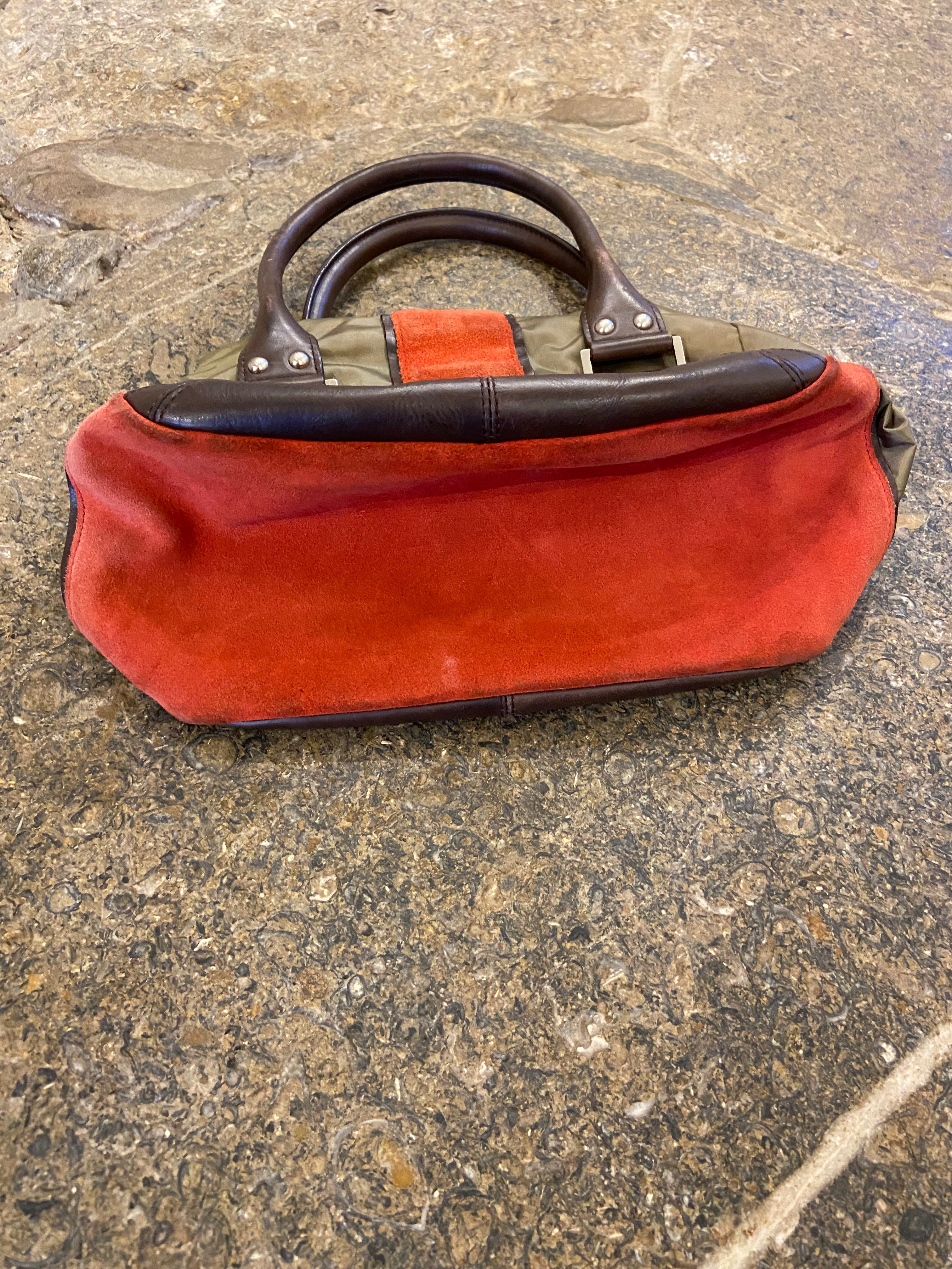 2000's DKNY Khaki Green, Orange, Brown Handbag