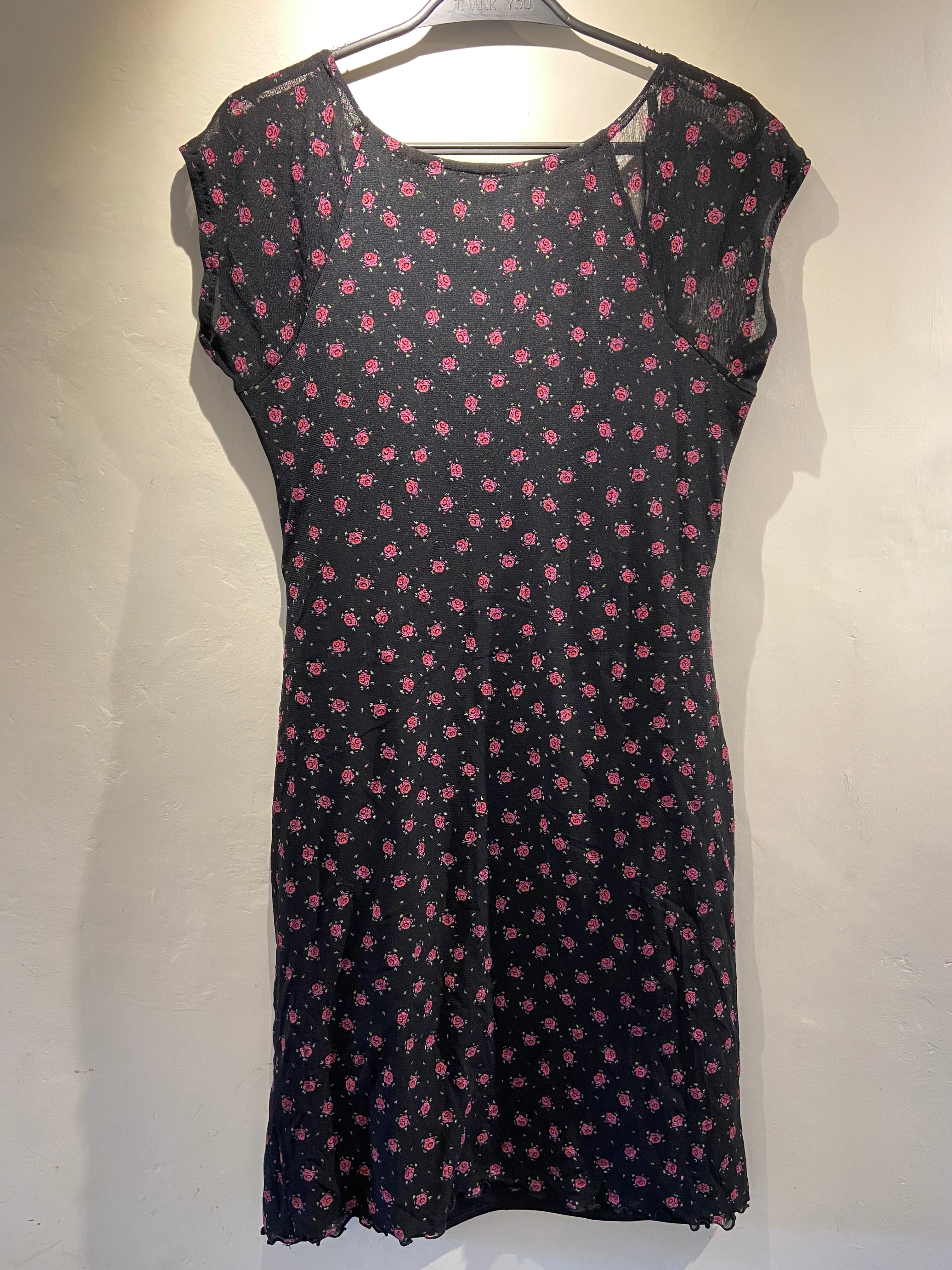 Etam Black Mesh Floral sweetheart mini dress, size 16-18