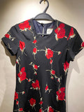 90's Bay Trading black and red floral mini dress (8)