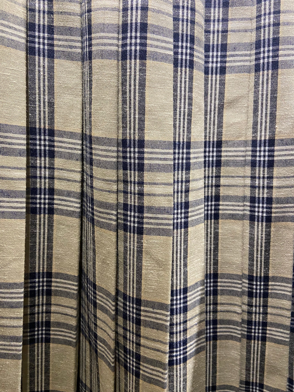 Beige, blue and black checked pleated midi skirt (6-8)