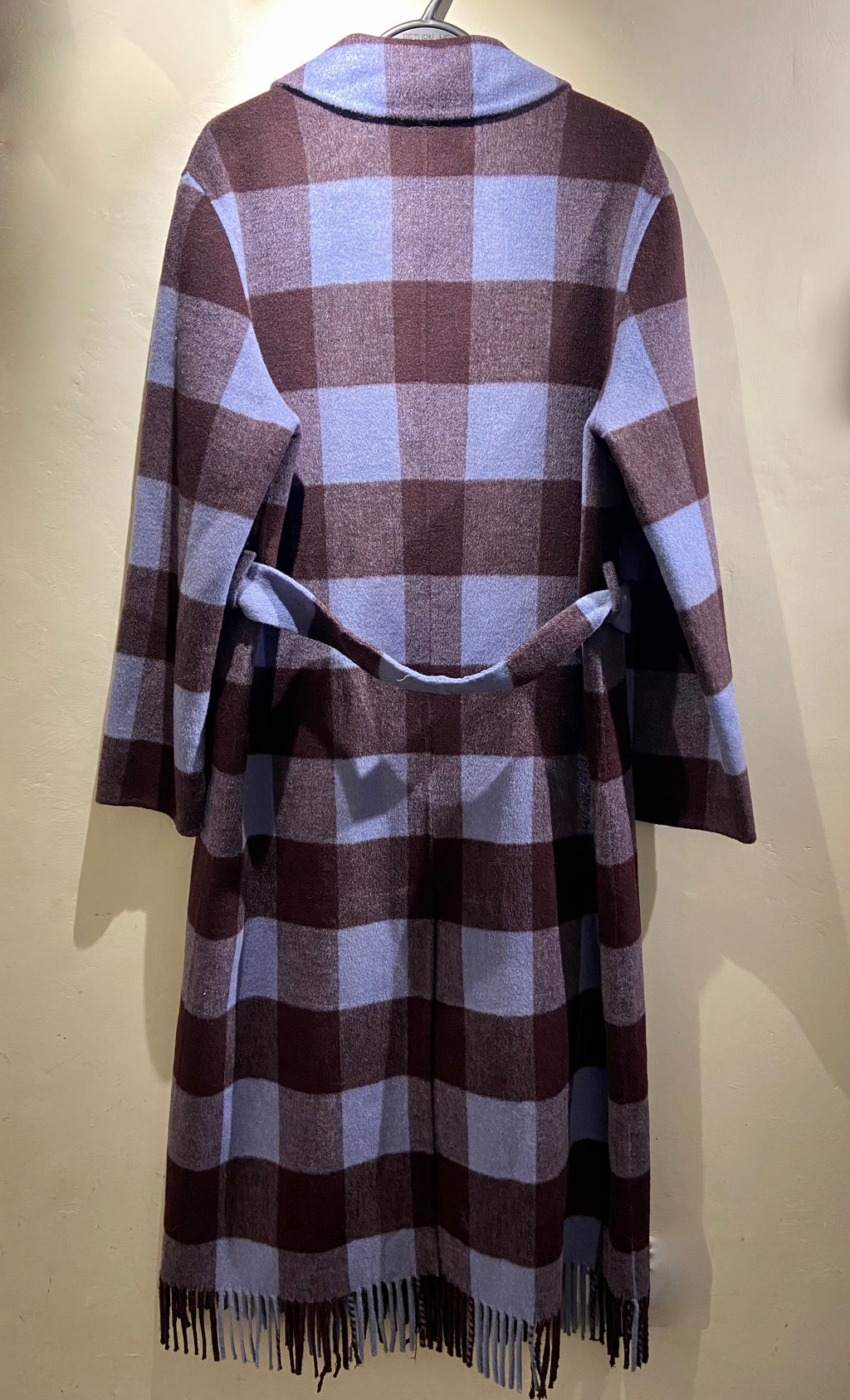 Maison Cinquent Purple Check Wool Coat (L)
