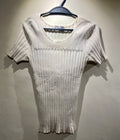 2000's Rose Nacre cream silk cotton mix knit top with eyelets (XL)