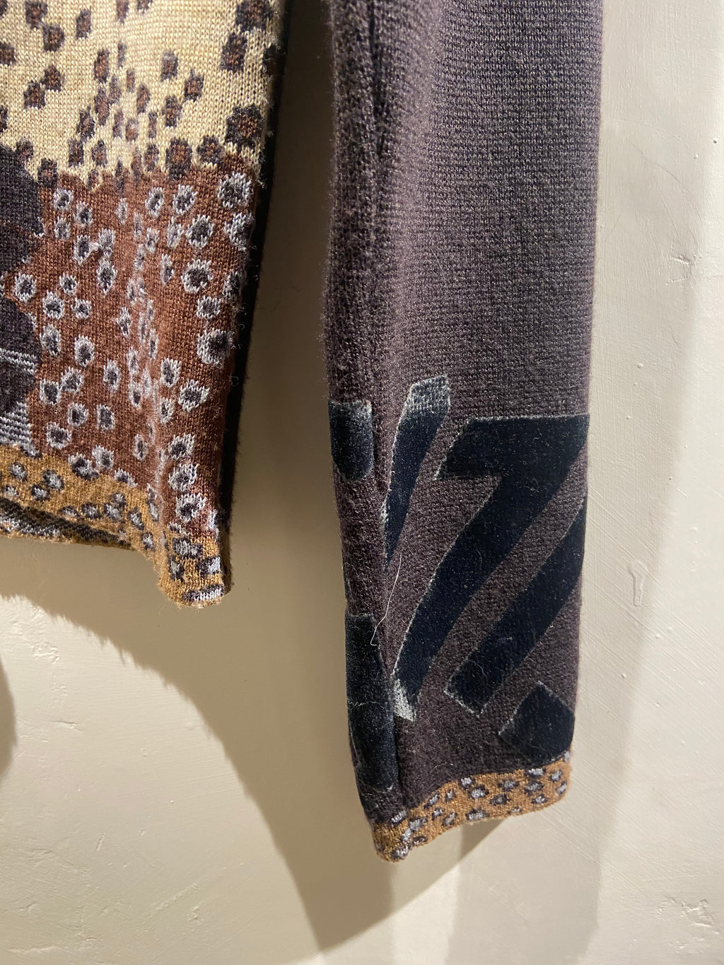 2000's Kenzo Brown and Blue Zip Cardigan (10)