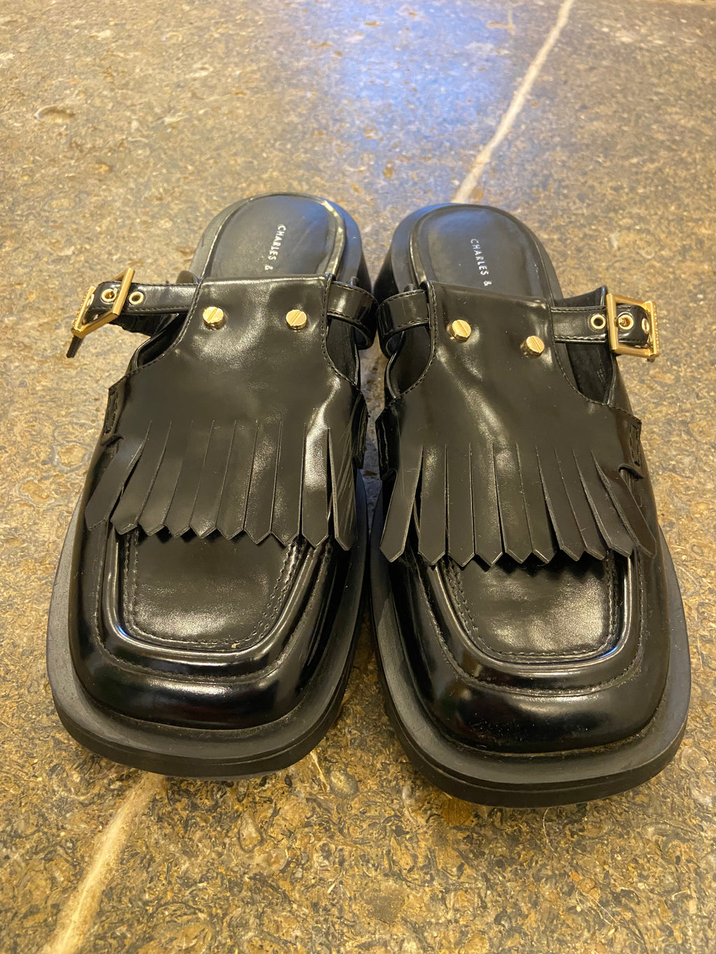 Charles and Keith Black Fringed Loafer Mules (6/39)