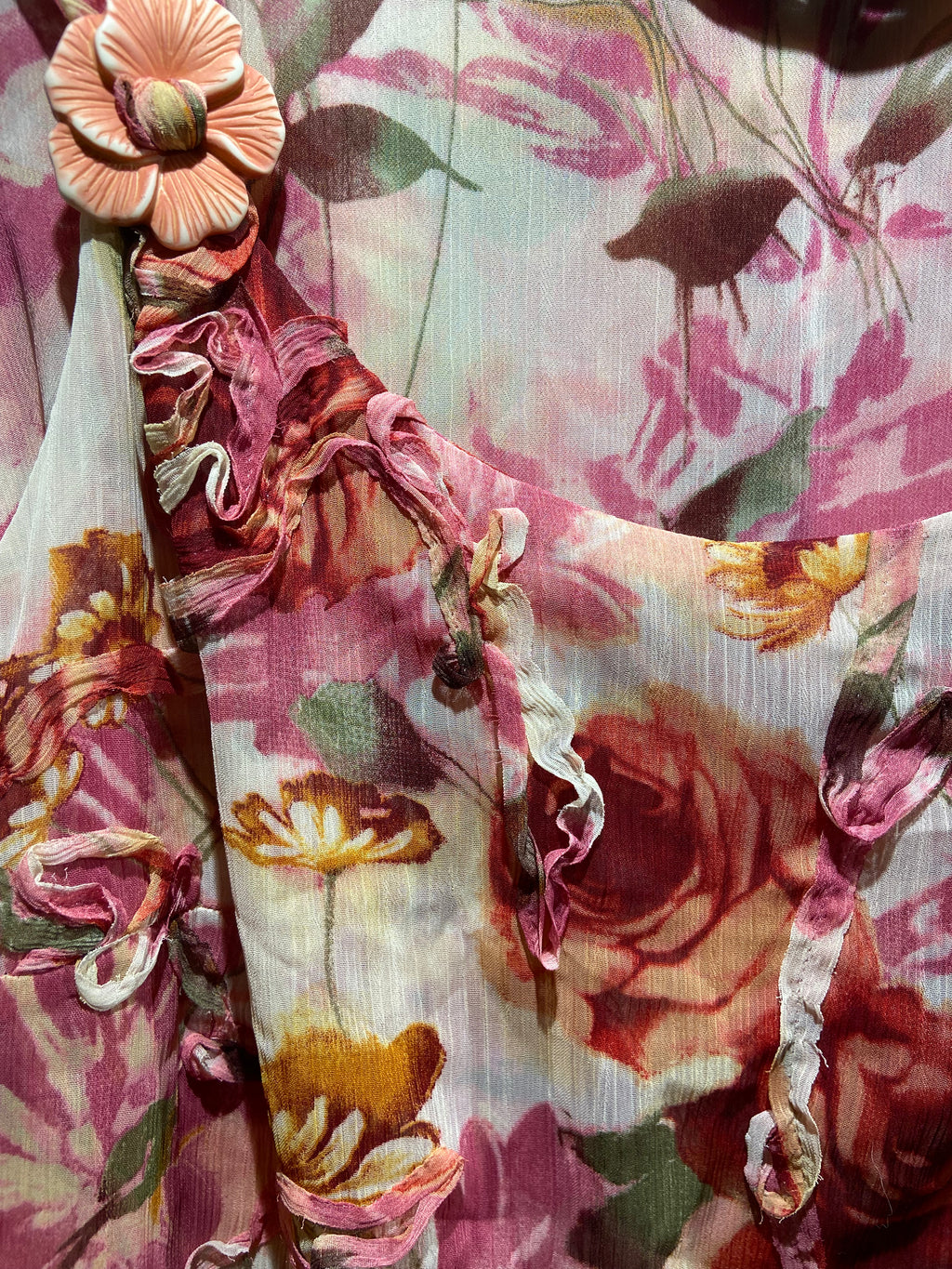 Coconuette Pink and Red Floral Appliqué camisole top (16-18)