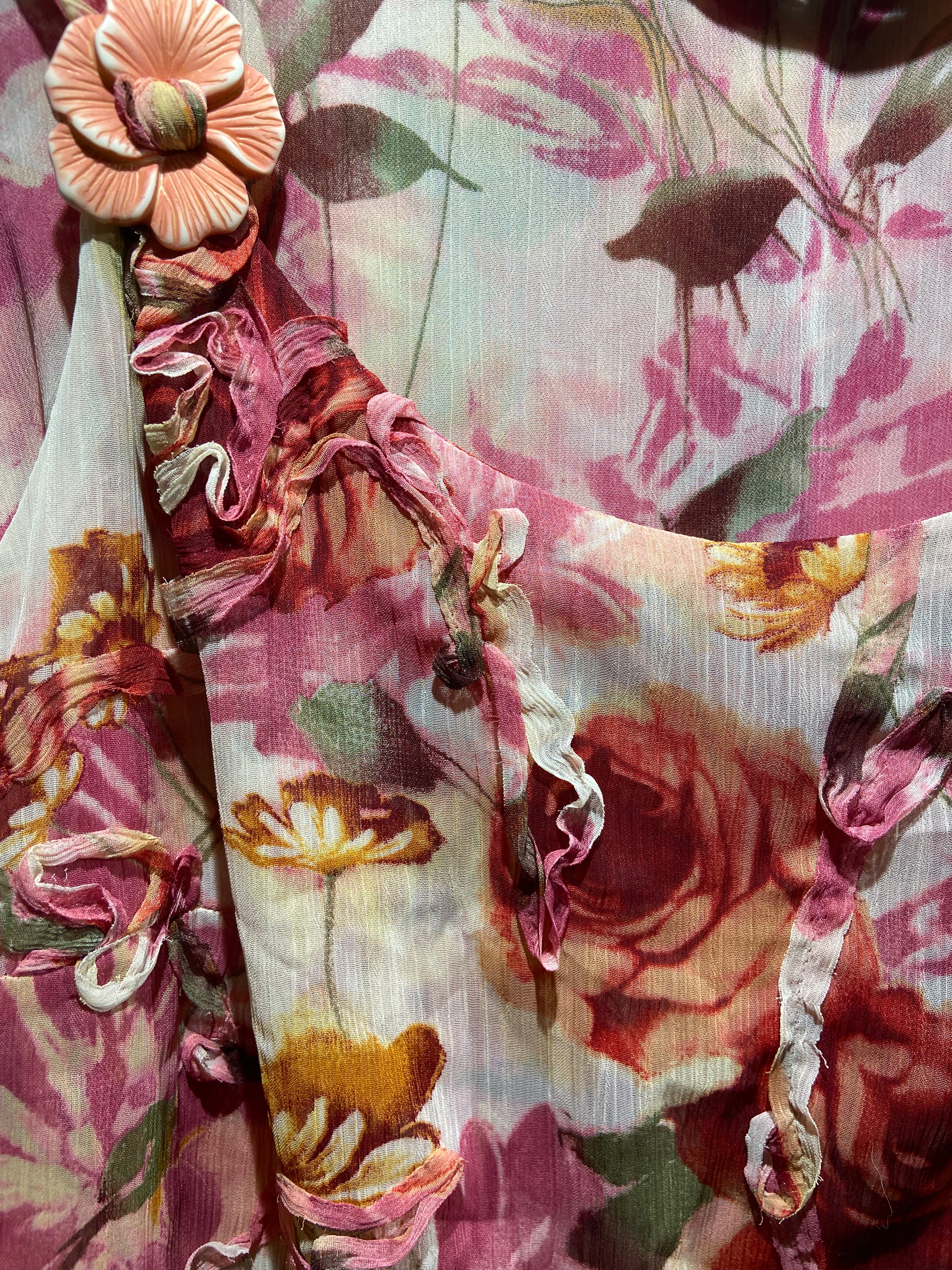 Coconuette Pink and Red Floral Appliqué camisole top (16-18)