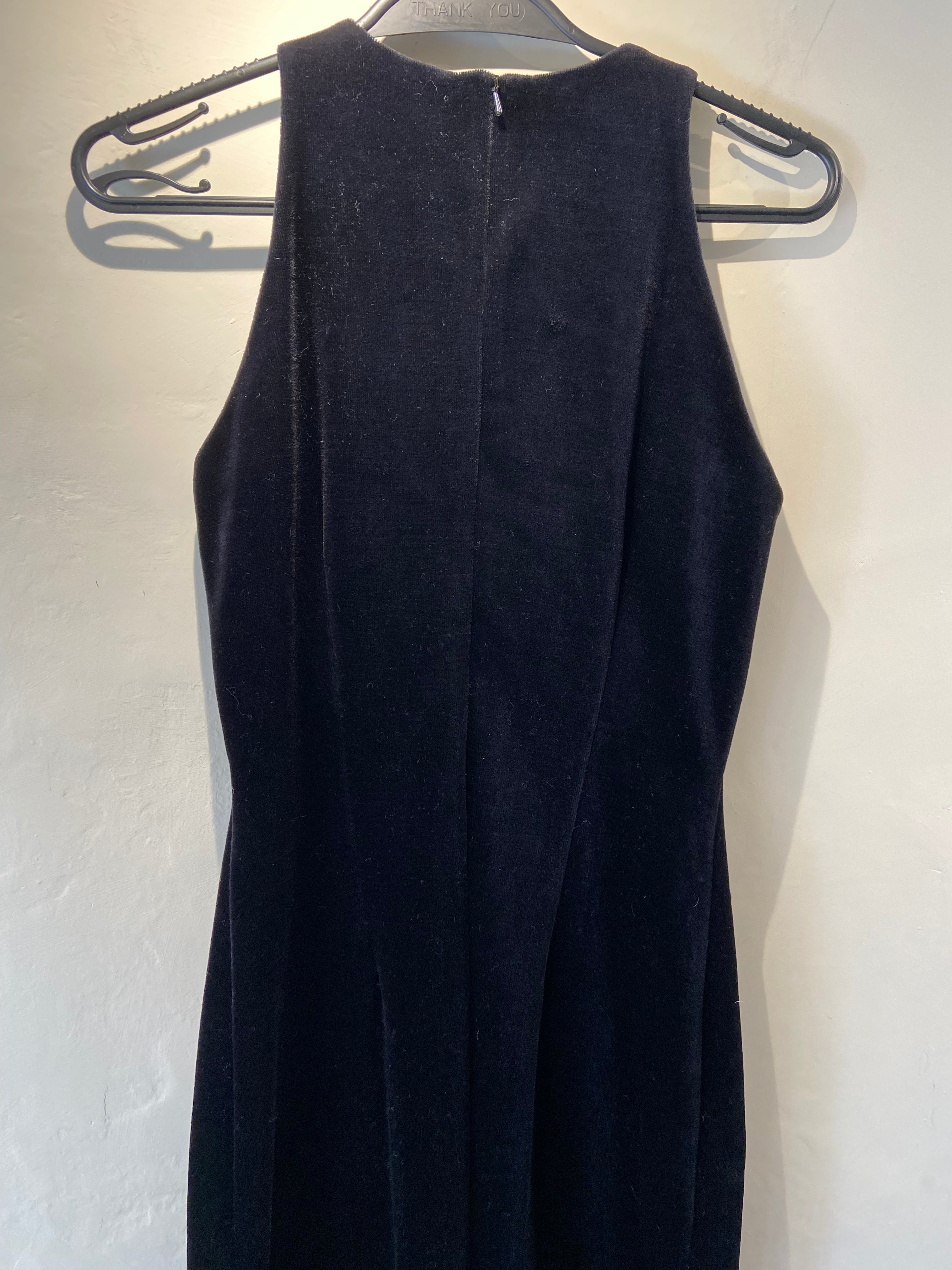 Etam Black Velvet pencil dress with chain detail, size 8