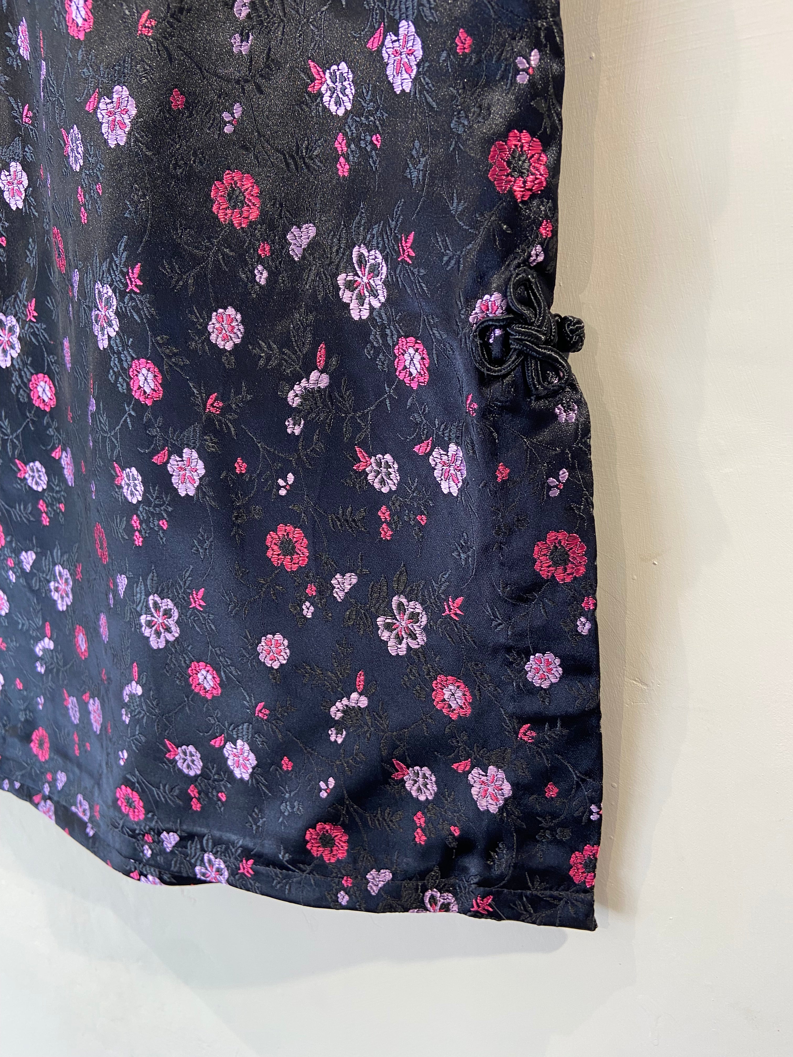 Etam Black, Pink and Purple jacquard floral mini skirt (18)