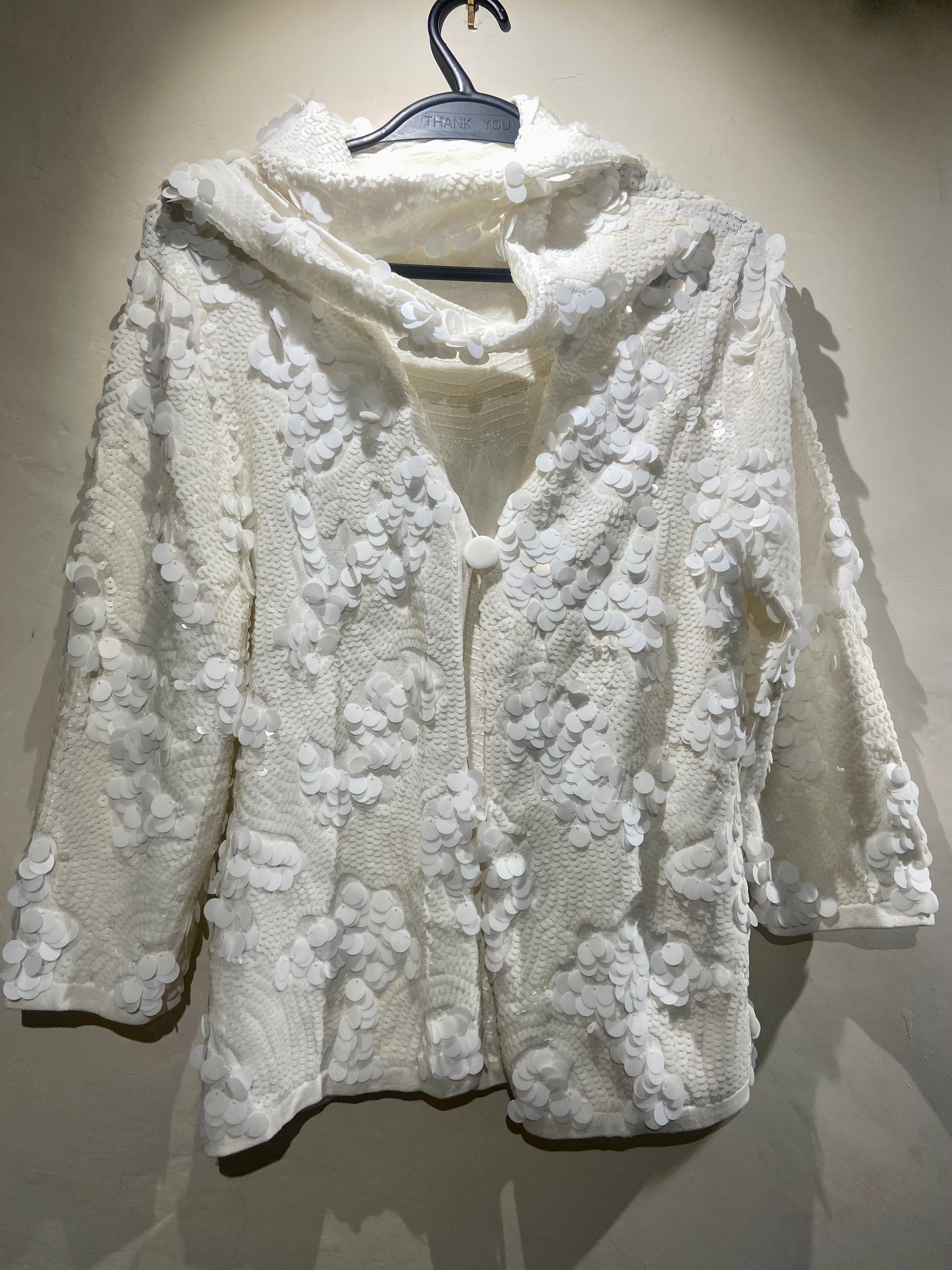 Viyella White embroidered and beaded evening jacket with scarf (10-12)