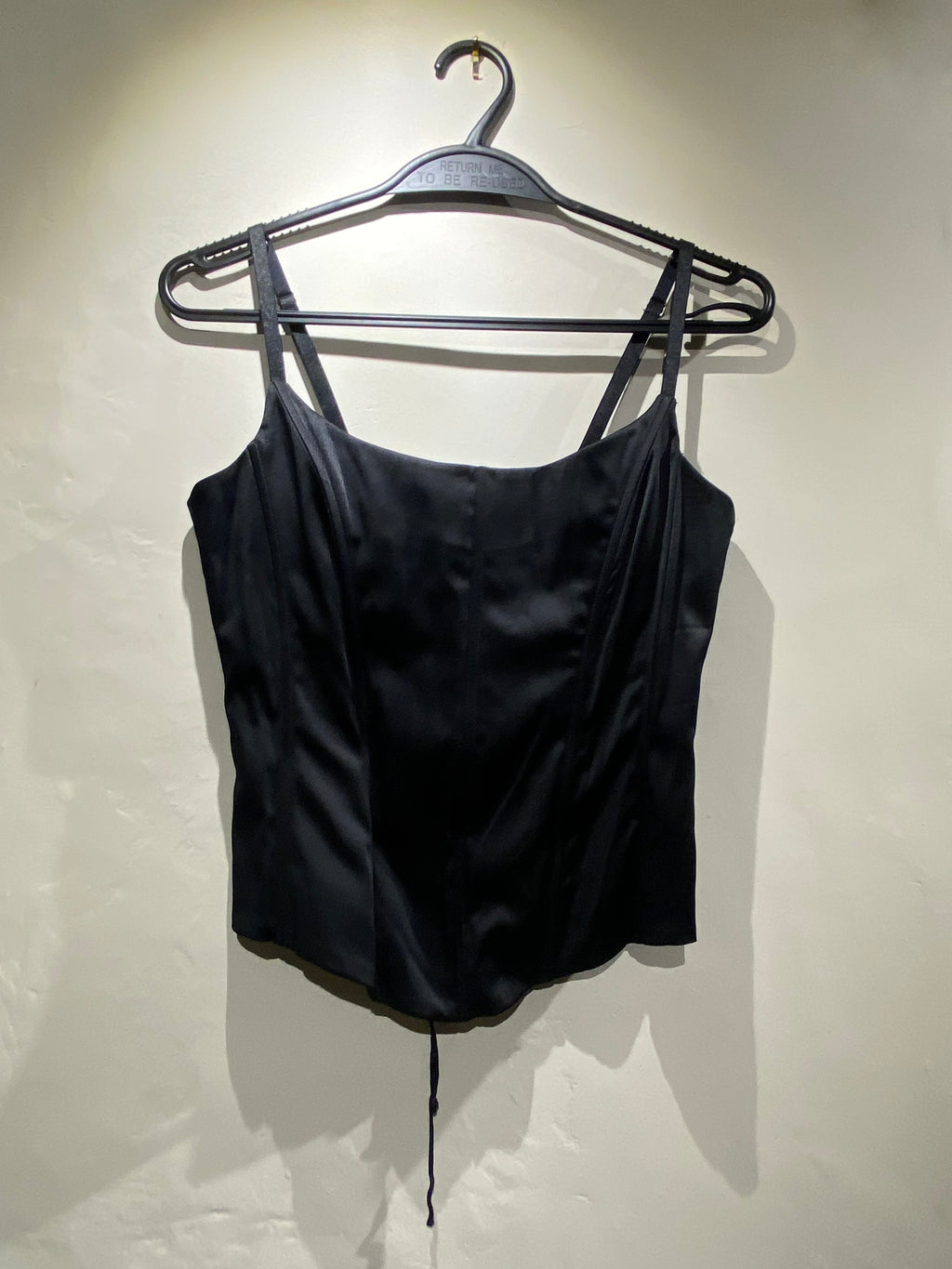 Hennes Black satin corset top with lace up detail (6-8)