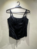 Hennes Black satin corset top with lace up detail (6-8)