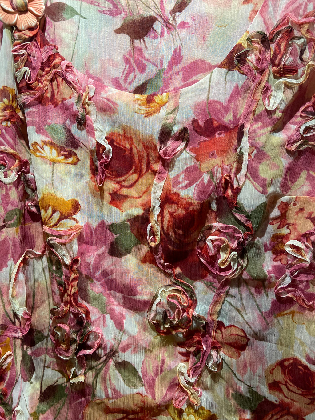 Coconuette Pink and Red Floral Appliqué camisole top (16-18)