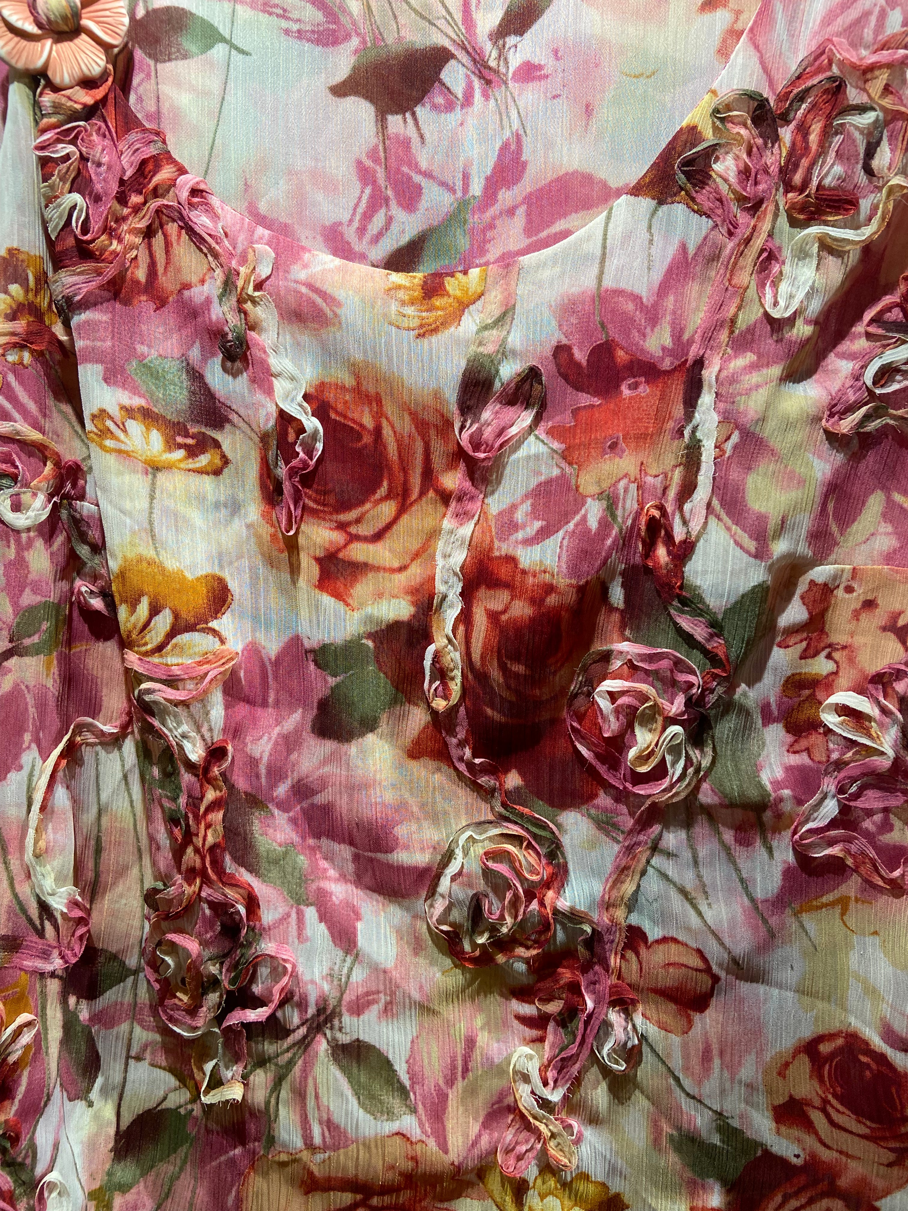 Coconuette Pink and Red Floral Appliqué camisole top (16-18)