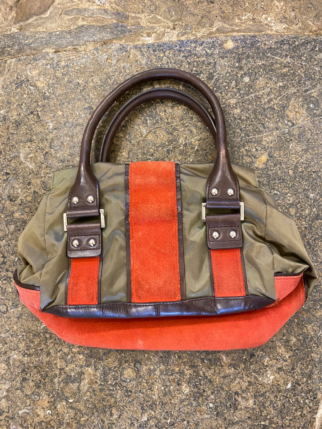 2000's DKNY Khaki Green, Orange, Brown Handbag