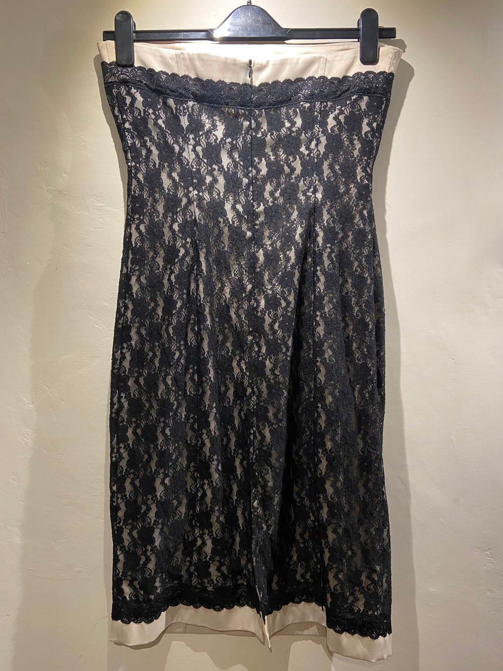 Morgan Black and Cream Lace overlay strapless mini dress (8)