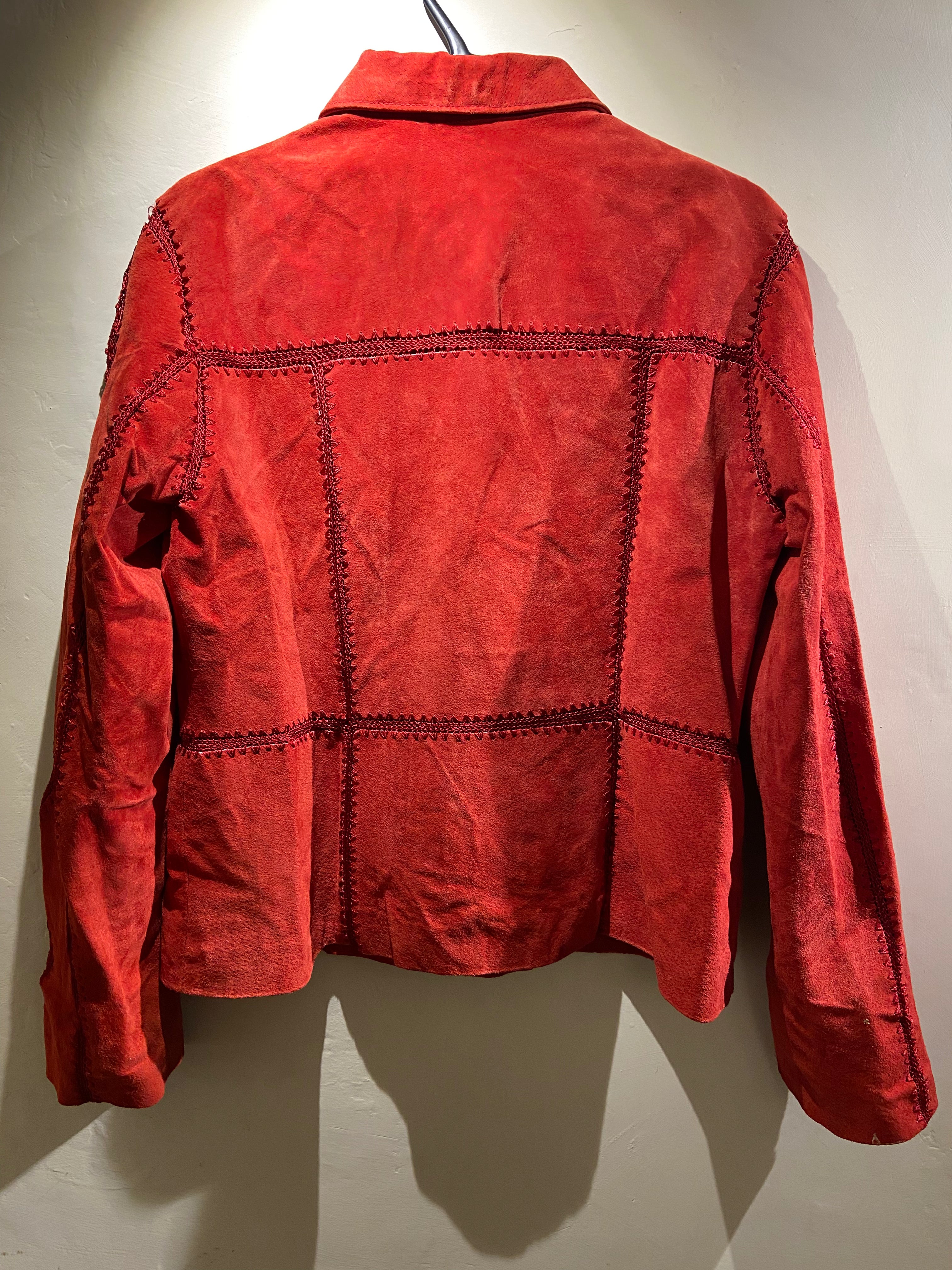 Together red suede and crochet detail jacket (8-12)
